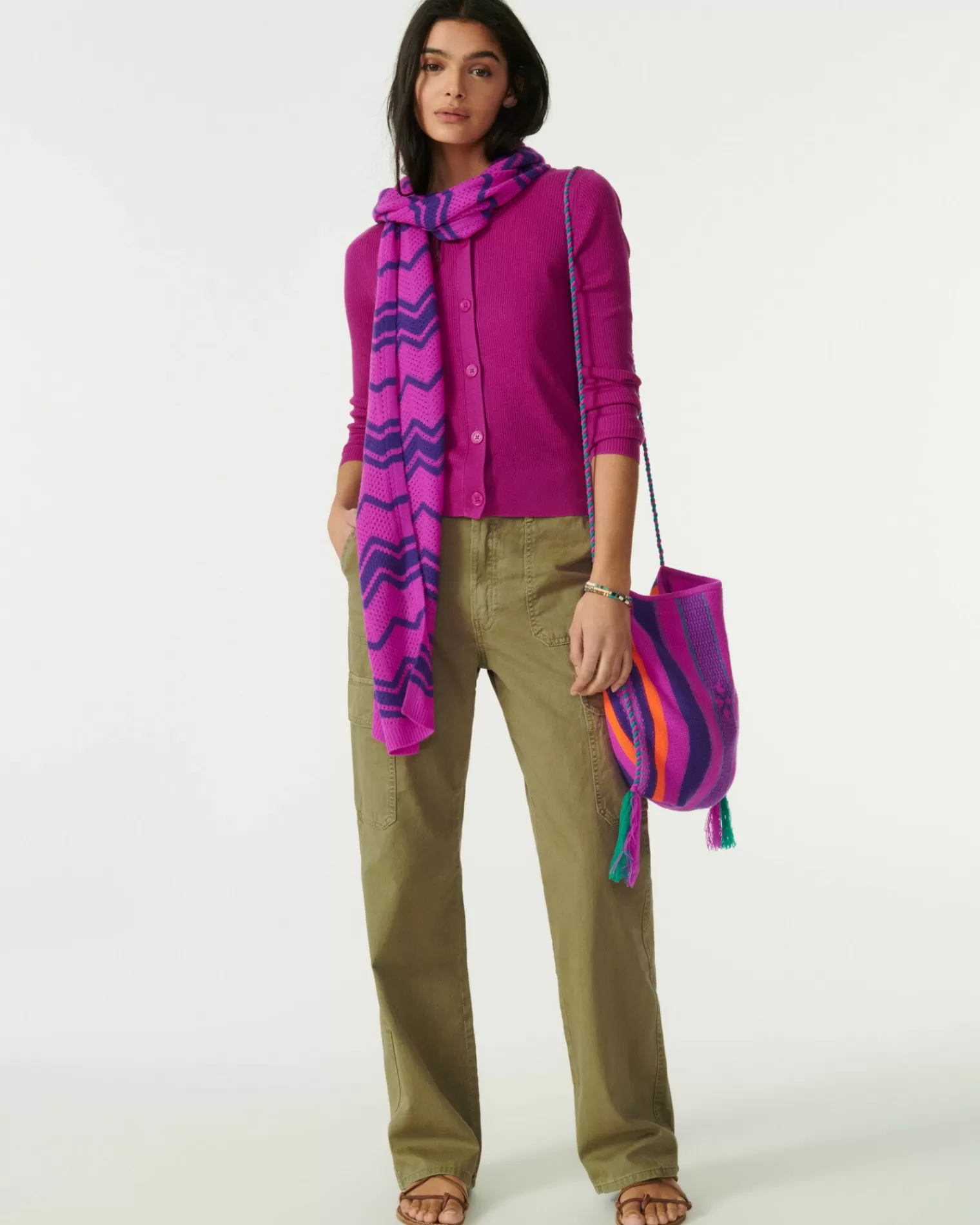 Kujten Jackets & Vests>Silk-Cashmere Short Cardigan Violet India