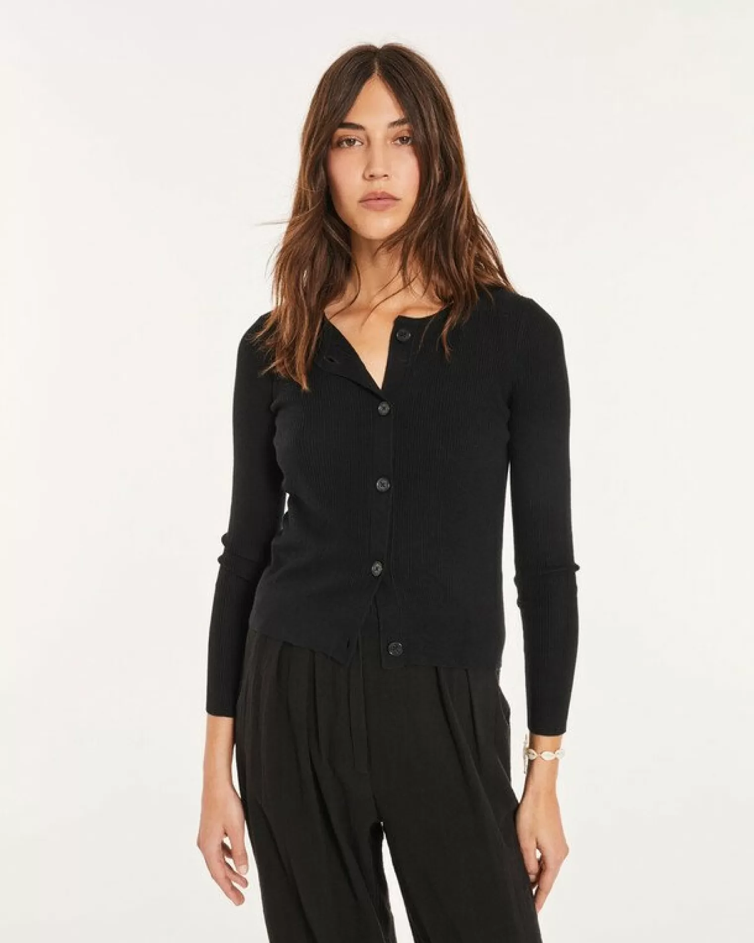 Kujten Jackets & Vests>Silk-Cashmere Short Cardigan Noir