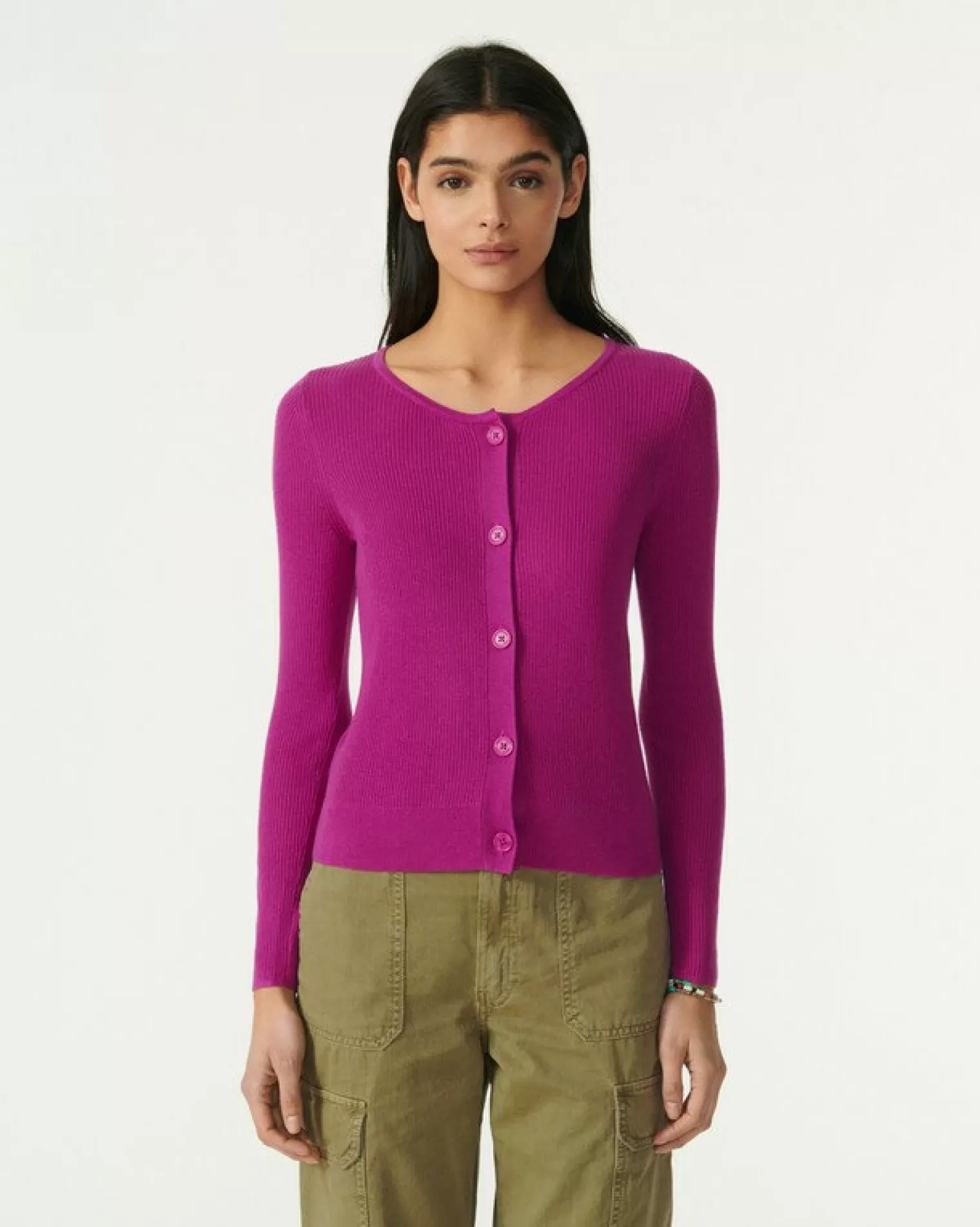 Kujten Jackets & Vests>Silk-Cashmere Short Cardigan Violet India