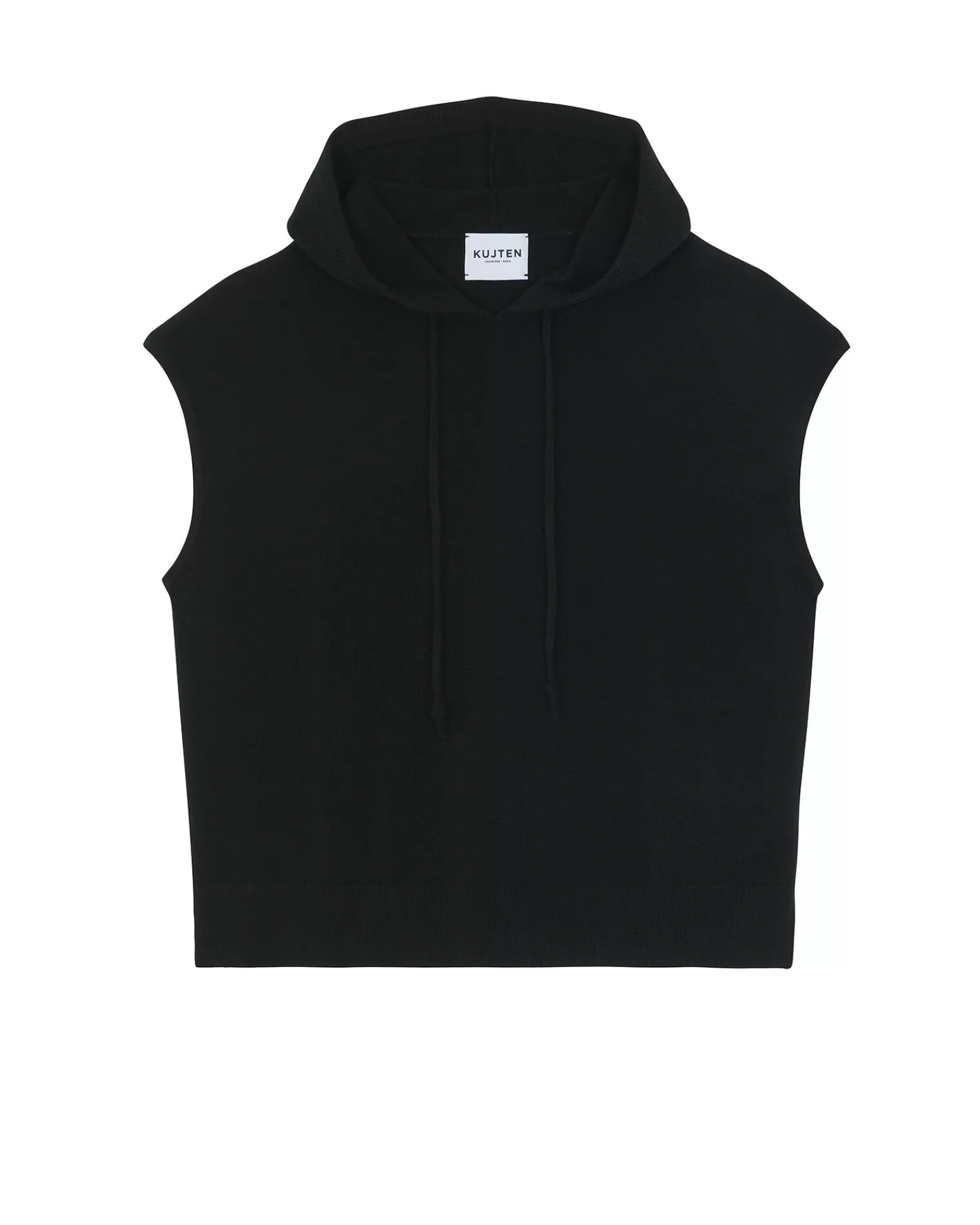 Kujten Hoodies>Sleeveless Cashmere Hooded Sweater Noir