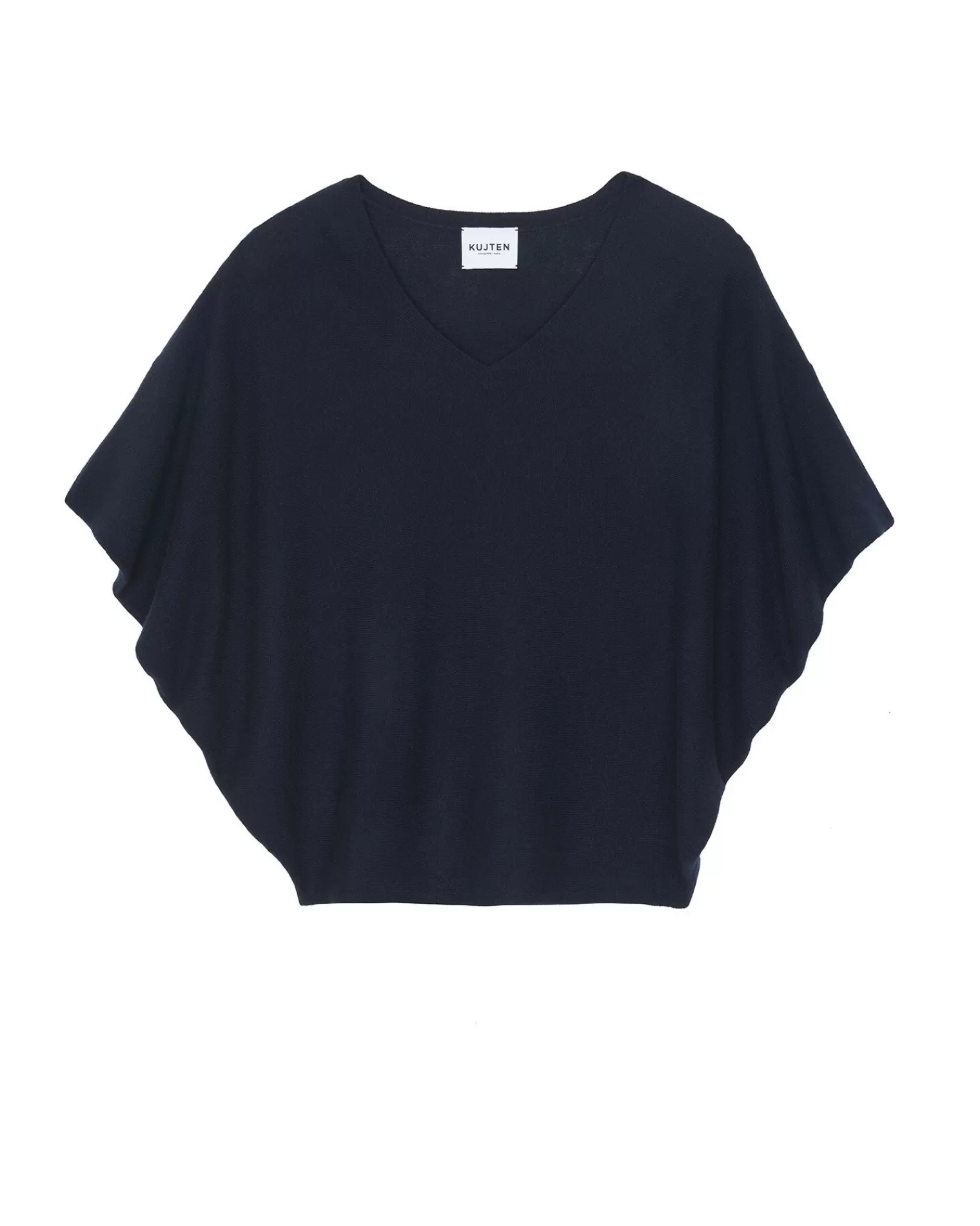 Kujten Sweaters & Sweatshirts>Sleeveless Oversized Woman V-Neck Cashmere Sweater Bleu Marine Fonce