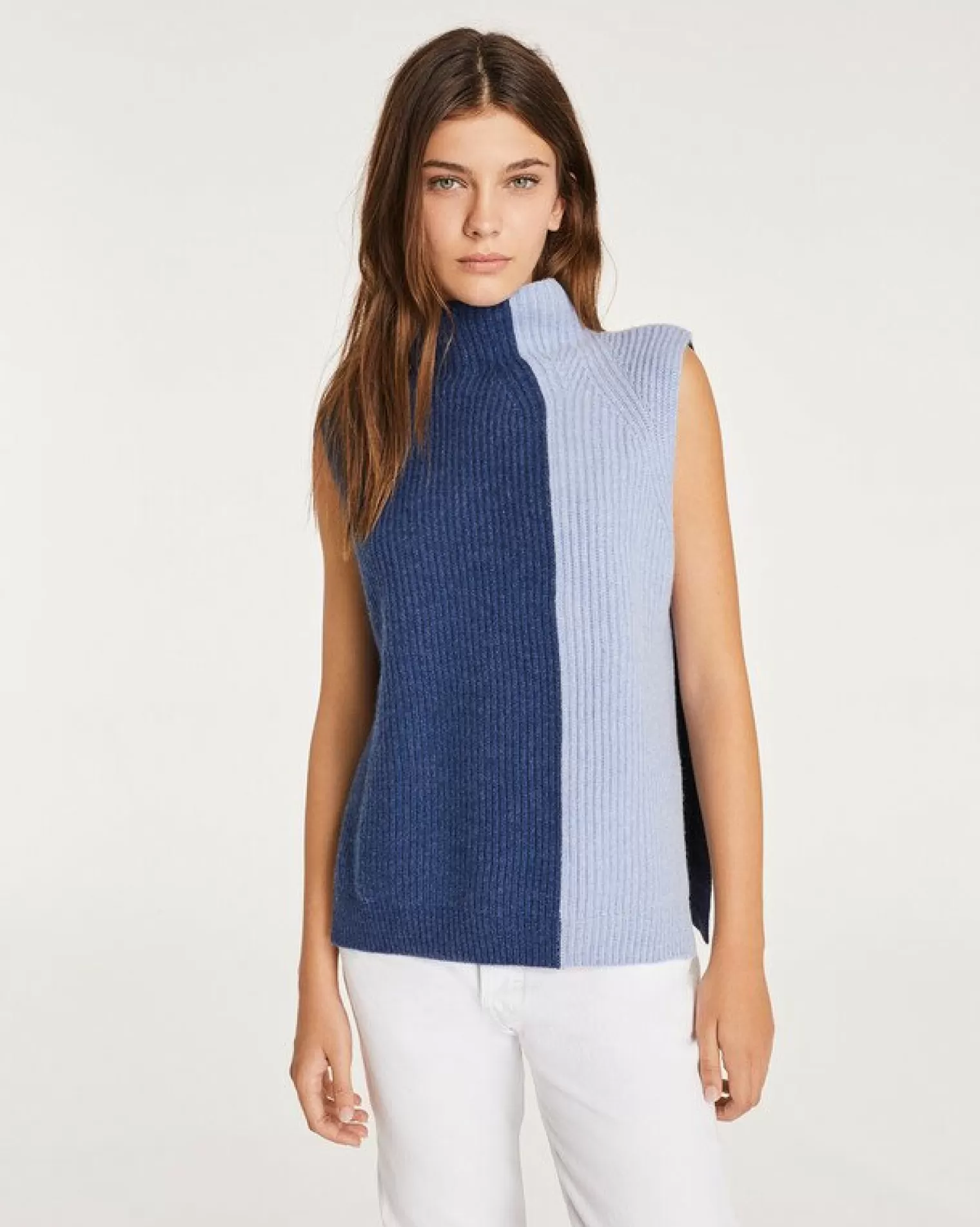 Kujten Sweaters & Sweatshirts>Sleeveless Turtleneck Cashmere Sweater Bleu Jeans