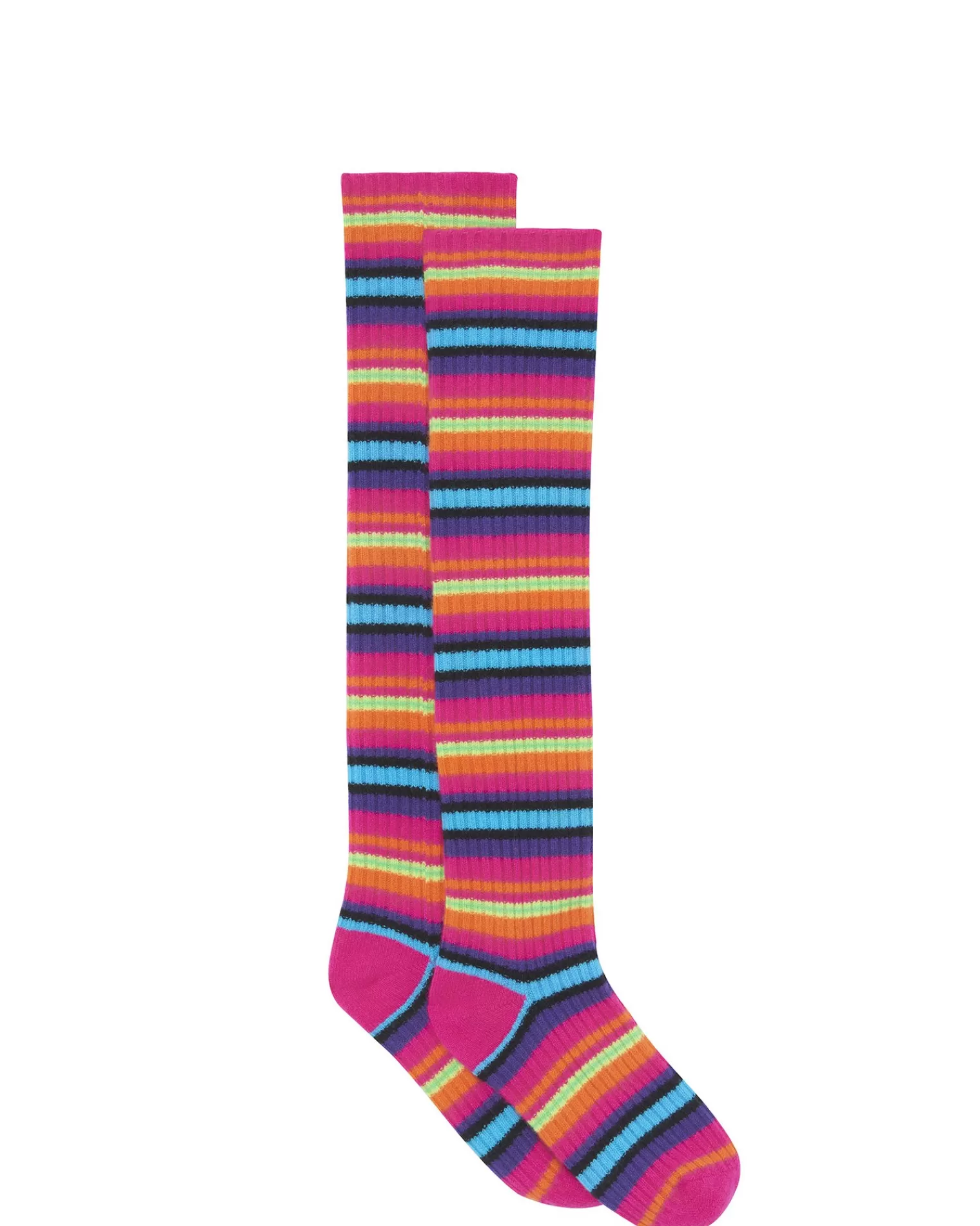 Kujten Socks & Leg Warmers>Striped Cashmere Socks, 2-Threads Multicolore