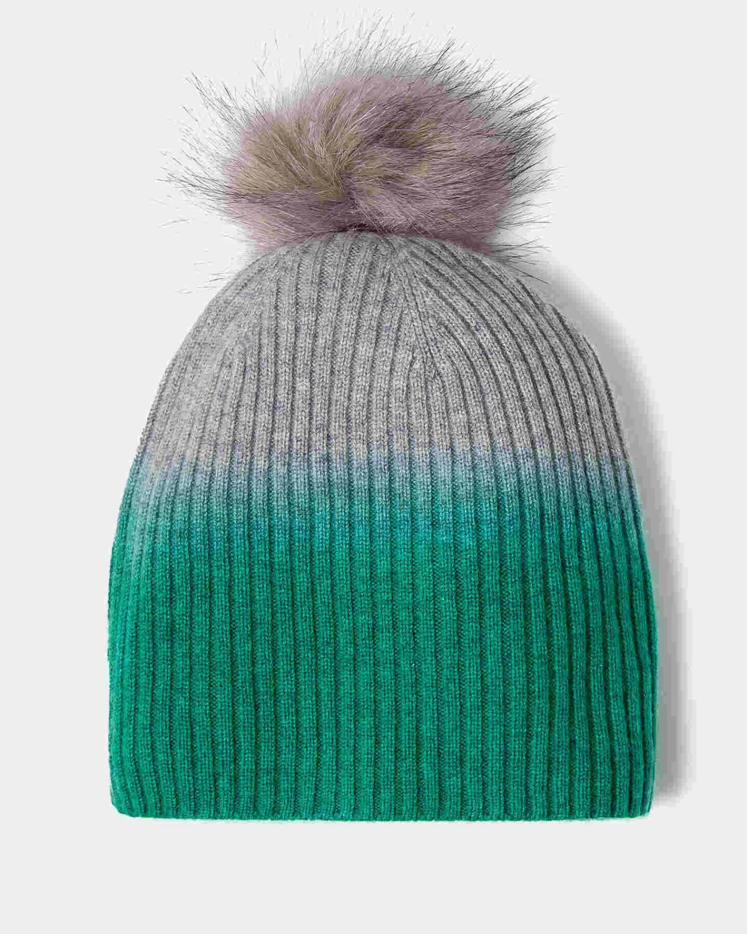 Kujten Hats & Headbands>Tie & Dye Cashmere Pompom Hat Vert Emeraude