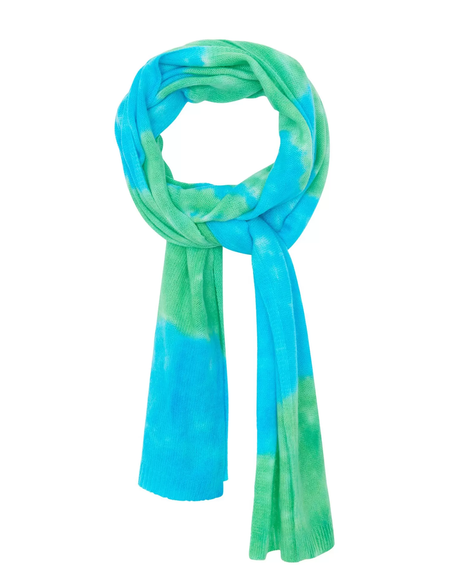 Kujten Scarves & Snoods>Tie & Dye Loose Tension Cashmere Scarf Bleu Turquoise