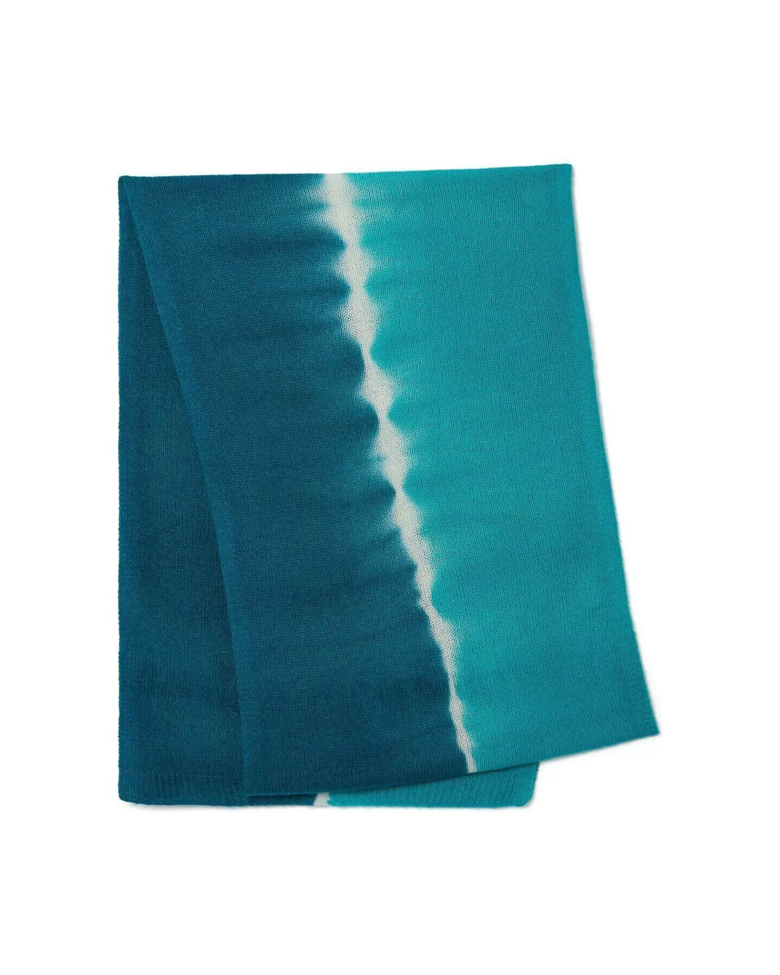 Kujten Scarves & Snoods>Tie & Dye Off-Gauge Cashmere Scarf Turquoise Pacific