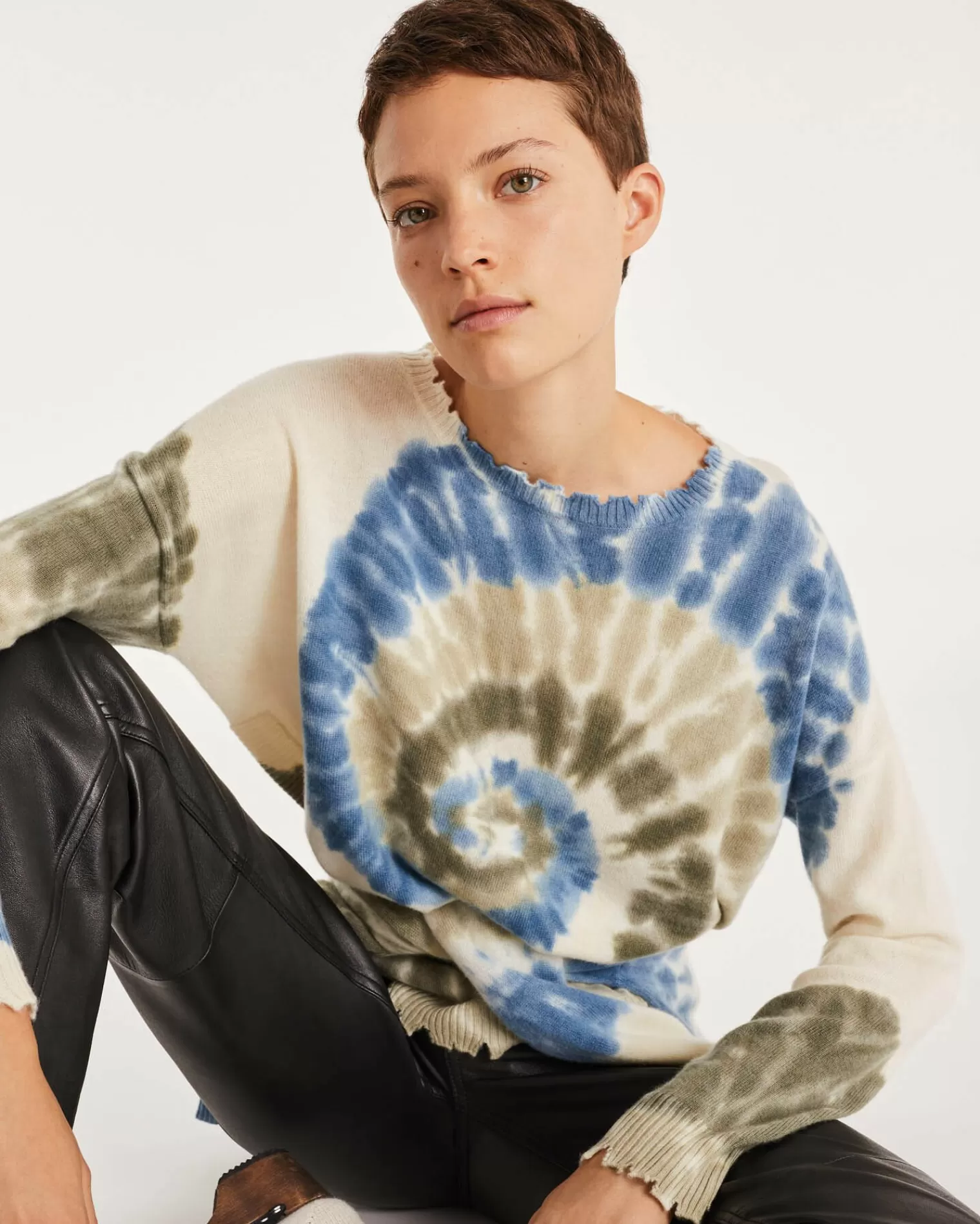 Kujten Sweaters & Sweatshirts>Tie & Dye Round Neck Cashmere Pullover Jeans