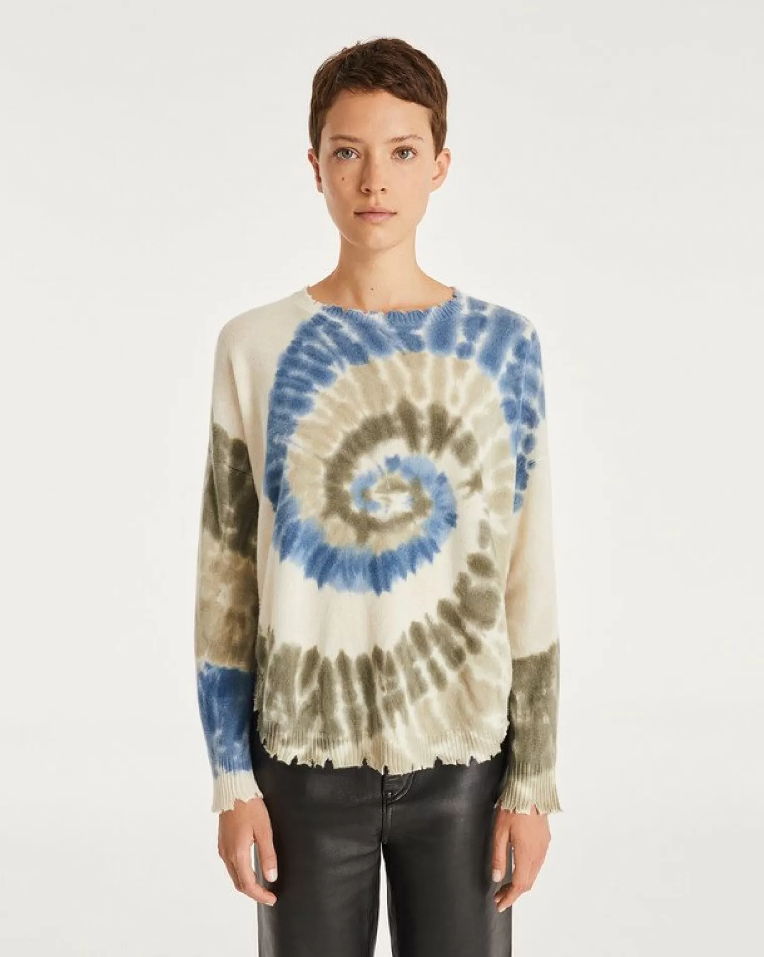 Kujten Sweaters & Sweatshirts>Tie & Dye Round Neck Cashmere Pullover Jeans