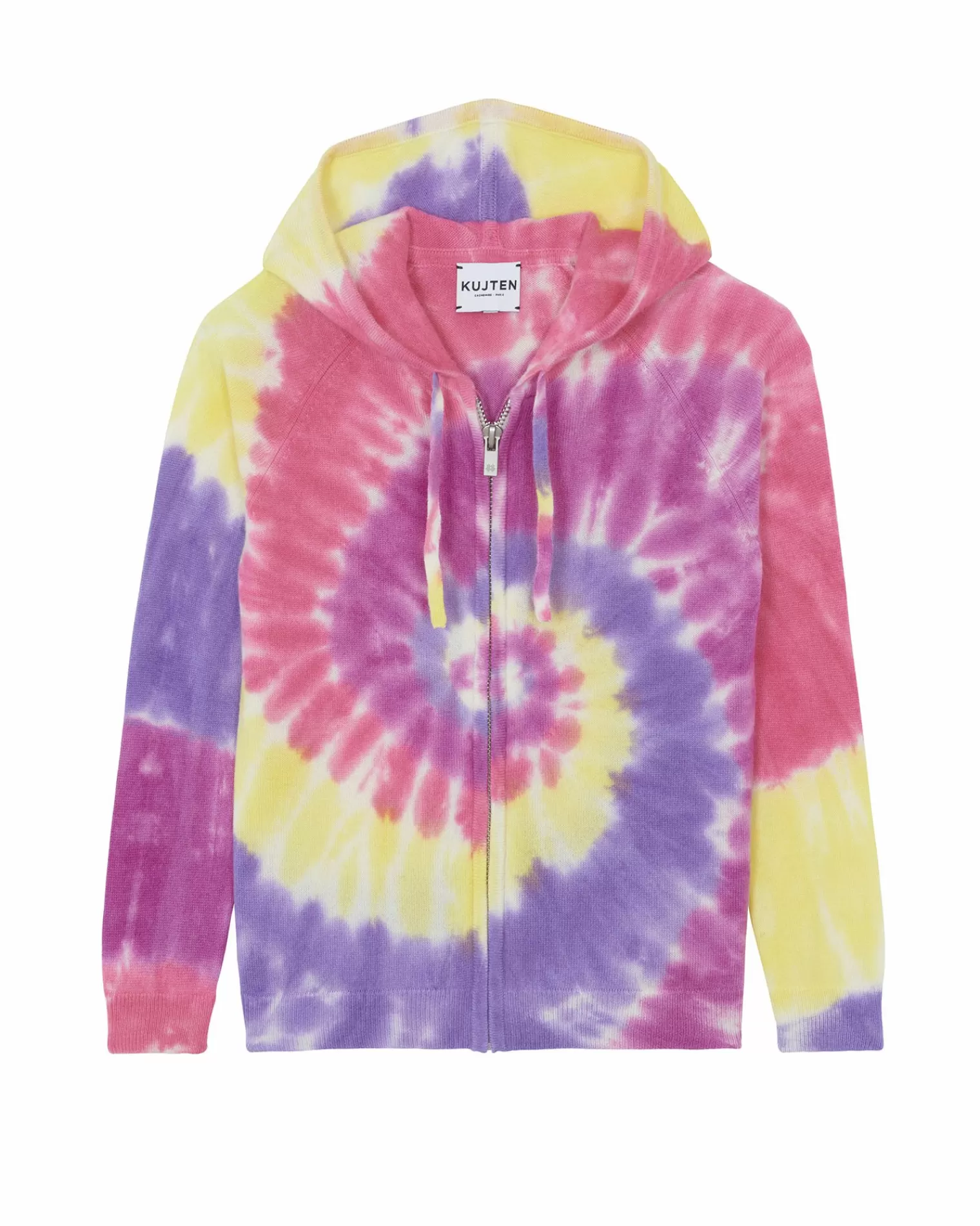 Kujten Jackets & Vests>Tie & Dye Zipped Hoodie Cashmere Vest Violet