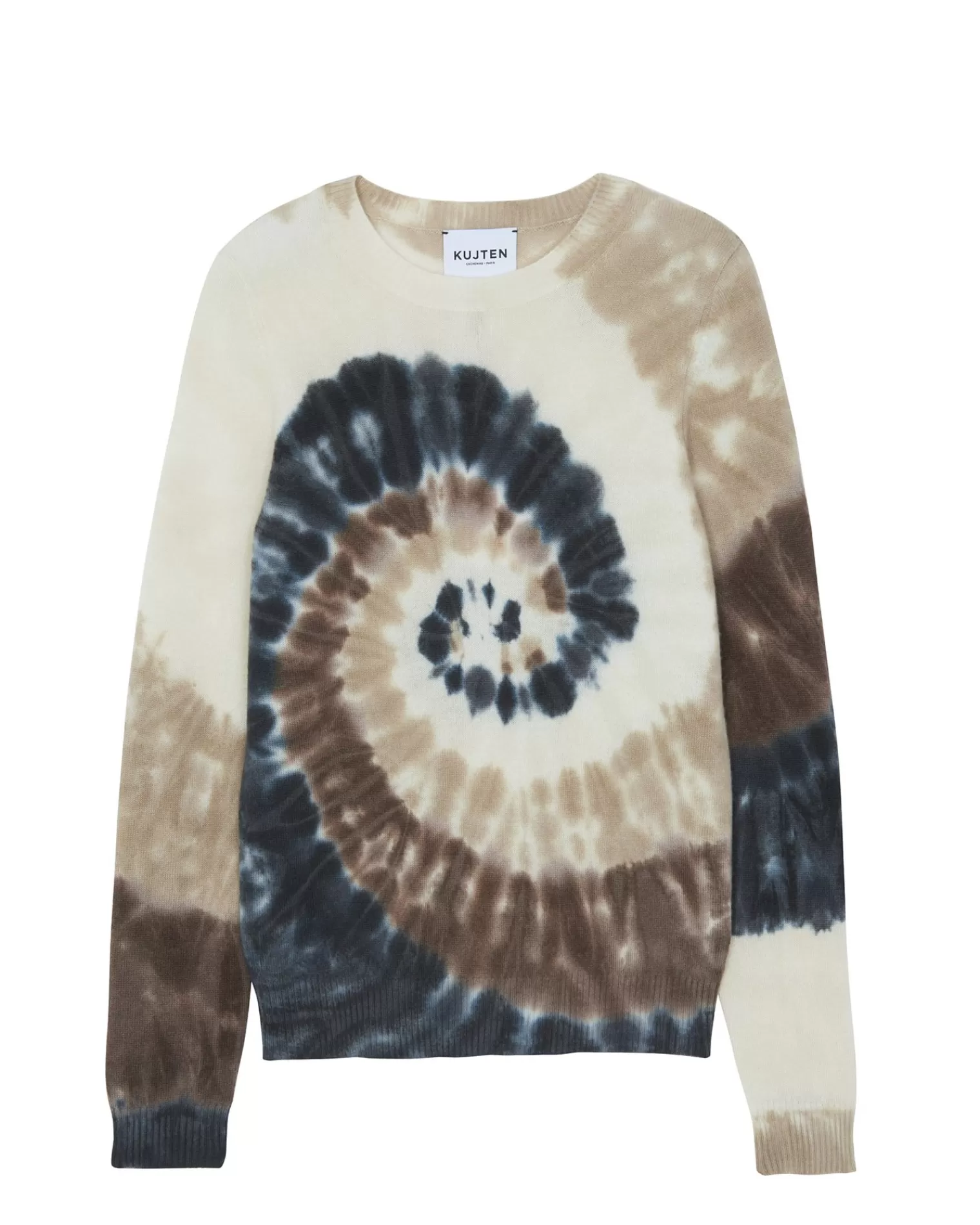 Kujten Sweaters & Sweatshirts>Tie Dye Round Neck Cashmere Sweater, 2-Threads Camelo