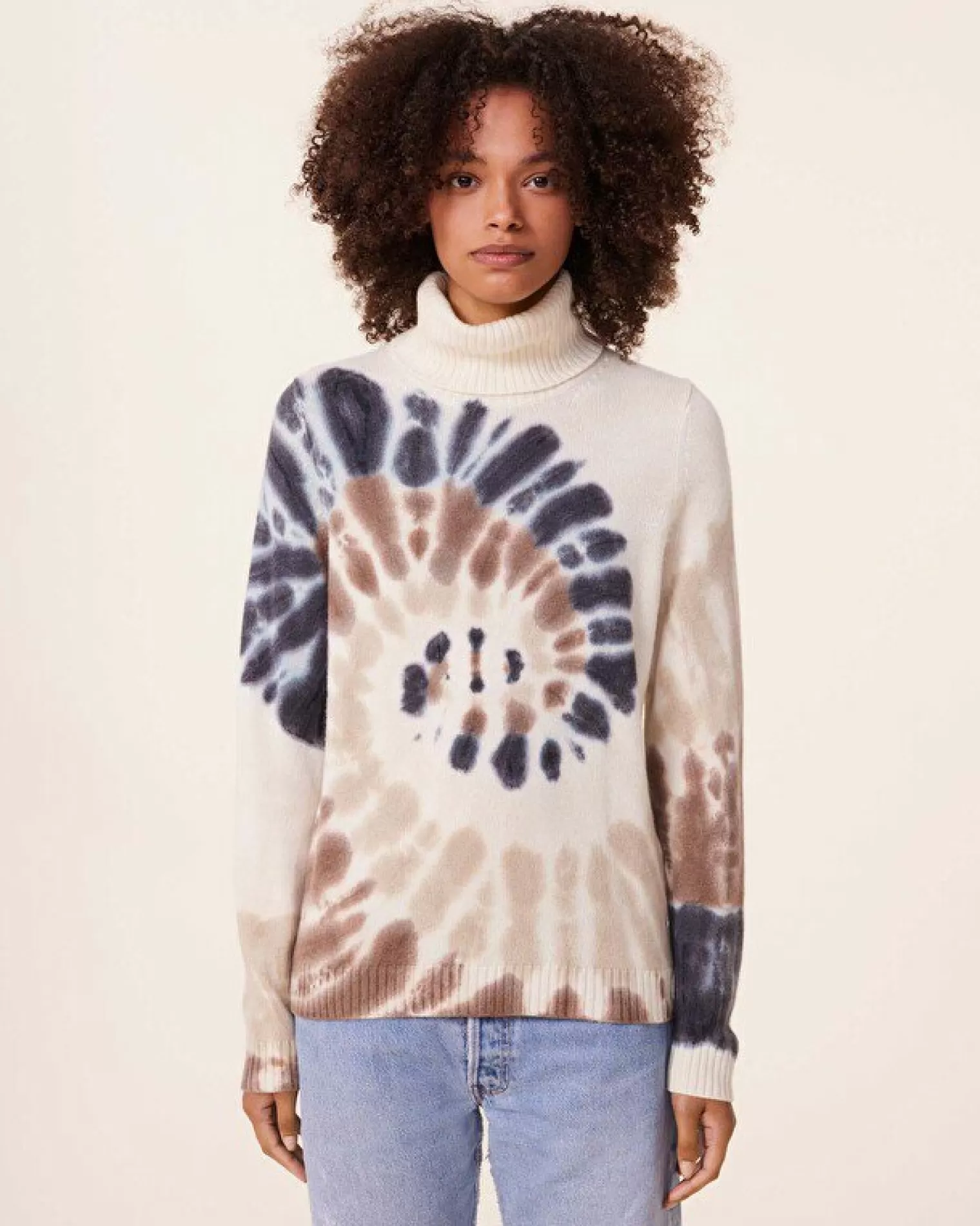 Kujten Sweaters & Sweatshirts>Tie Dye Turtleneck Cashmere Sweater , 4-Threads Camelo