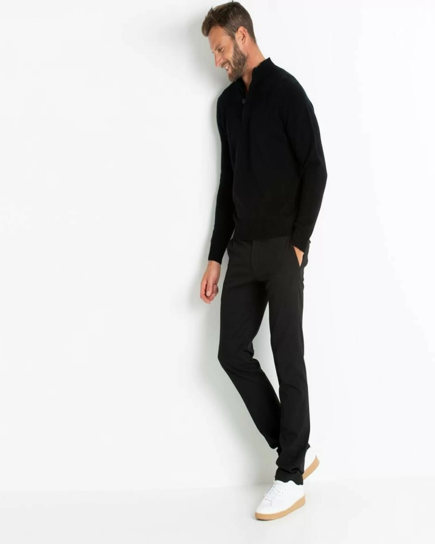 Kujten Sweaters & Sweatshirts>Trucker Buttoned Cashmere Sweater Noir