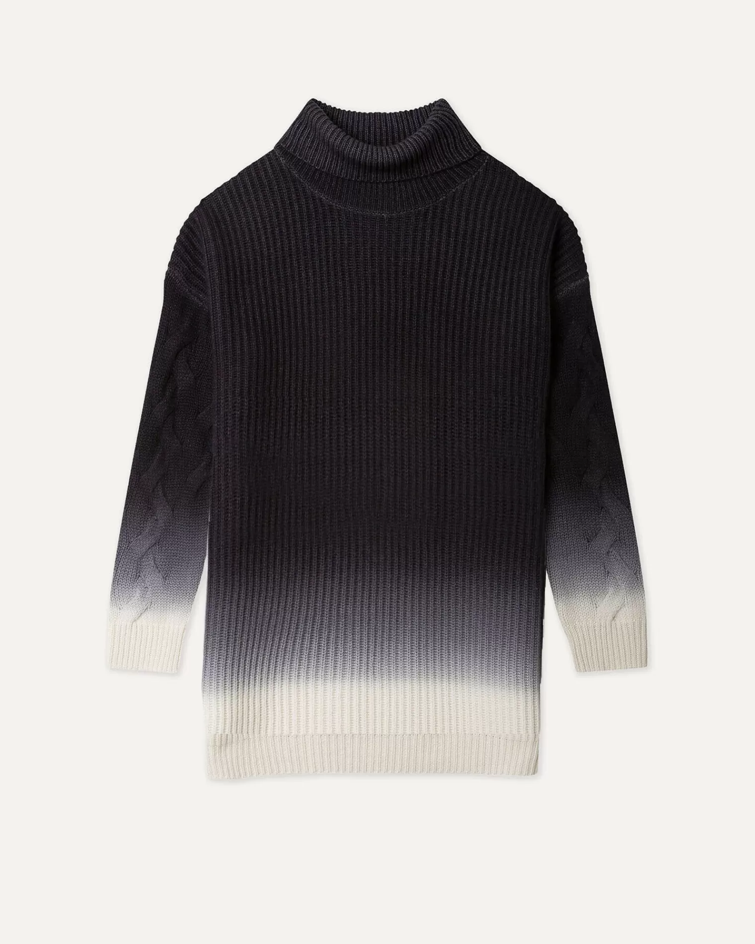 Kujten Sweaters & Sweatshirts>Turtleneck Cable Sleeve Cashmere Sweater Noir