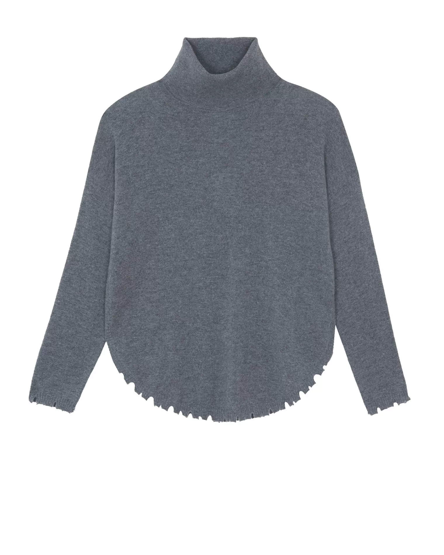 Kujten Sweaters & Sweatshirts>Turtleneck Cashmere Sweater, 2-Threads Gris Flanelle