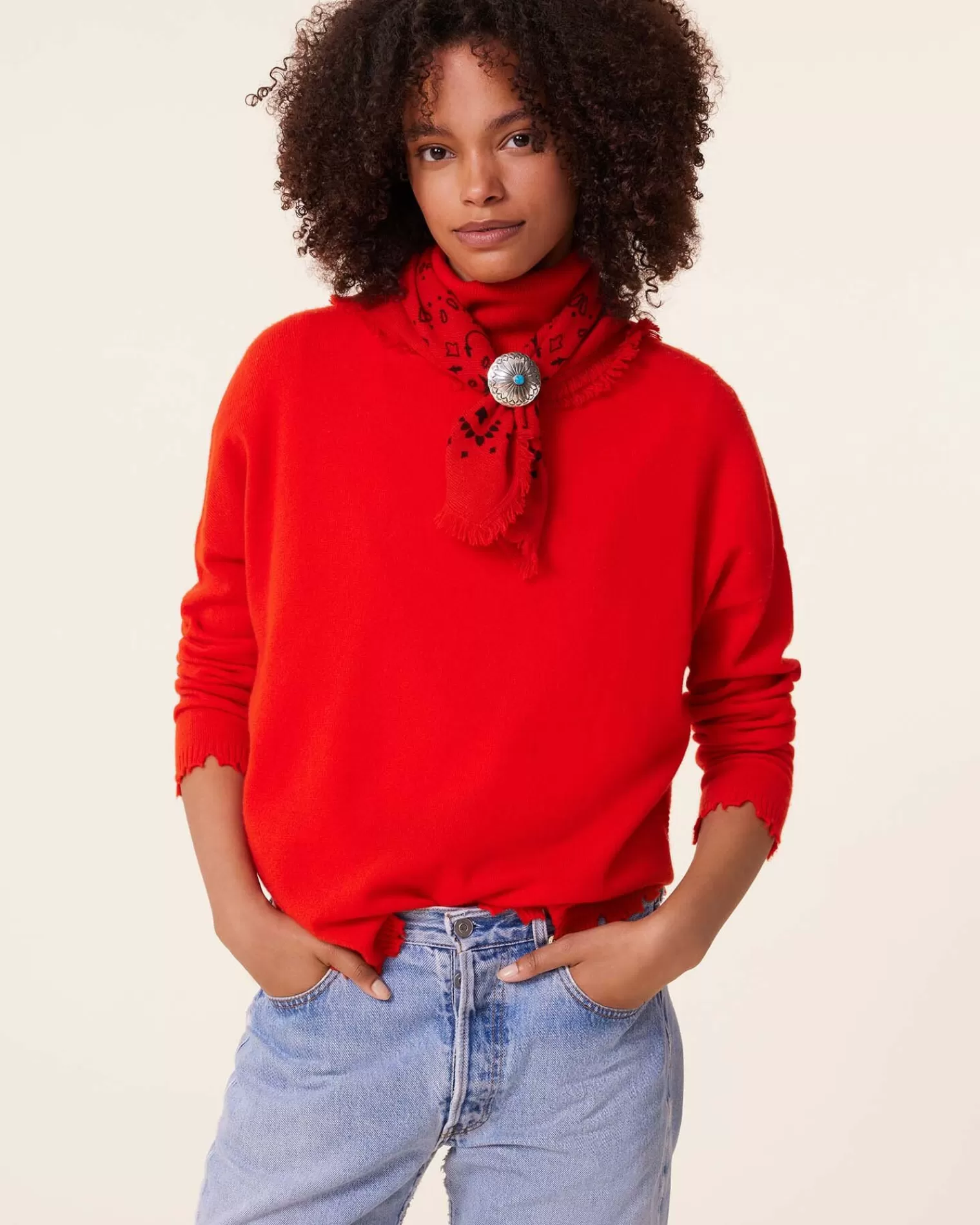 Kujten Sweaters & Sweatshirts>Turtleneck Cashmere Sweater, 2-Threads Orange Rosso