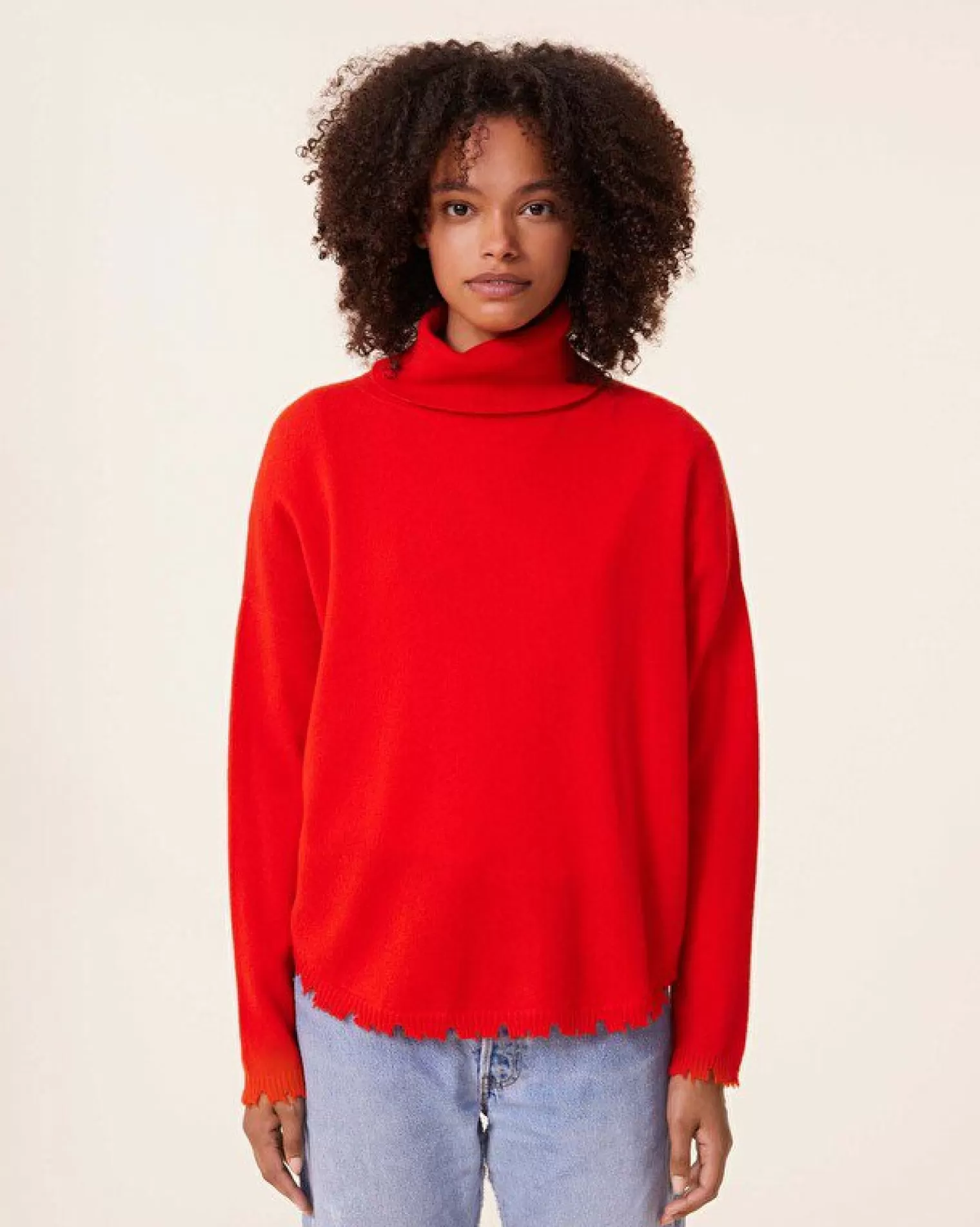 Kujten Sweaters & Sweatshirts>Turtleneck Cashmere Sweater, 2-Threads Orange Rosso