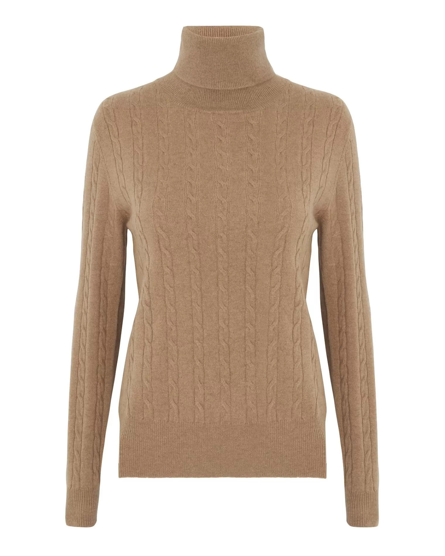 Kujten Sweaters & Sweatshirts>Turtleneck Long Sleeve Cashmere Sweater, 2-Threads Camelo