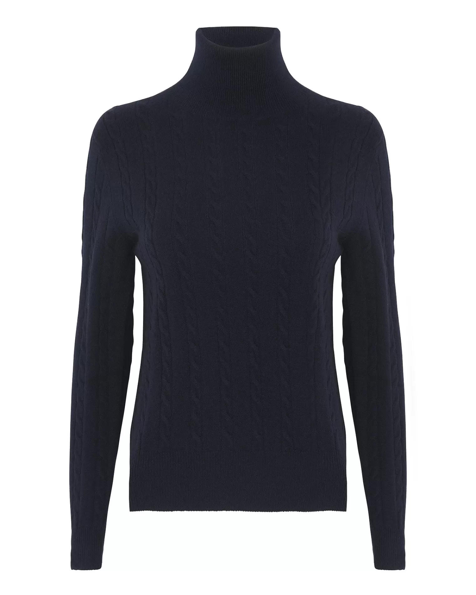 Kujten Sweaters & Sweatshirts>Turtleneck Long Sleeve Cashmere Sweater, 2-Threads Bleu Marine Fonce