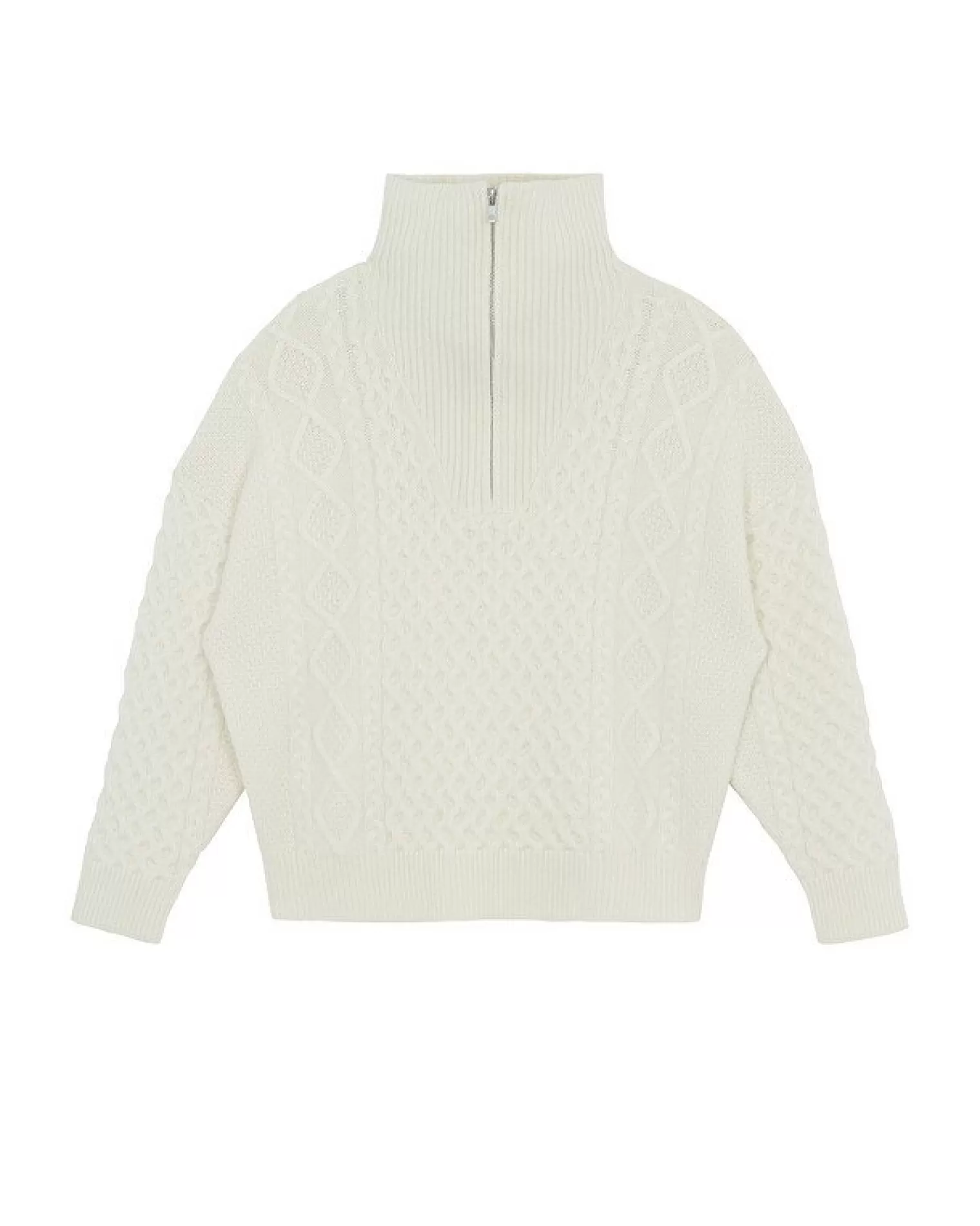 Kujten Sweaters & Sweatshirts>Twisted Cashmere Half Zip Neck Sweater, 6-Threads Blanc