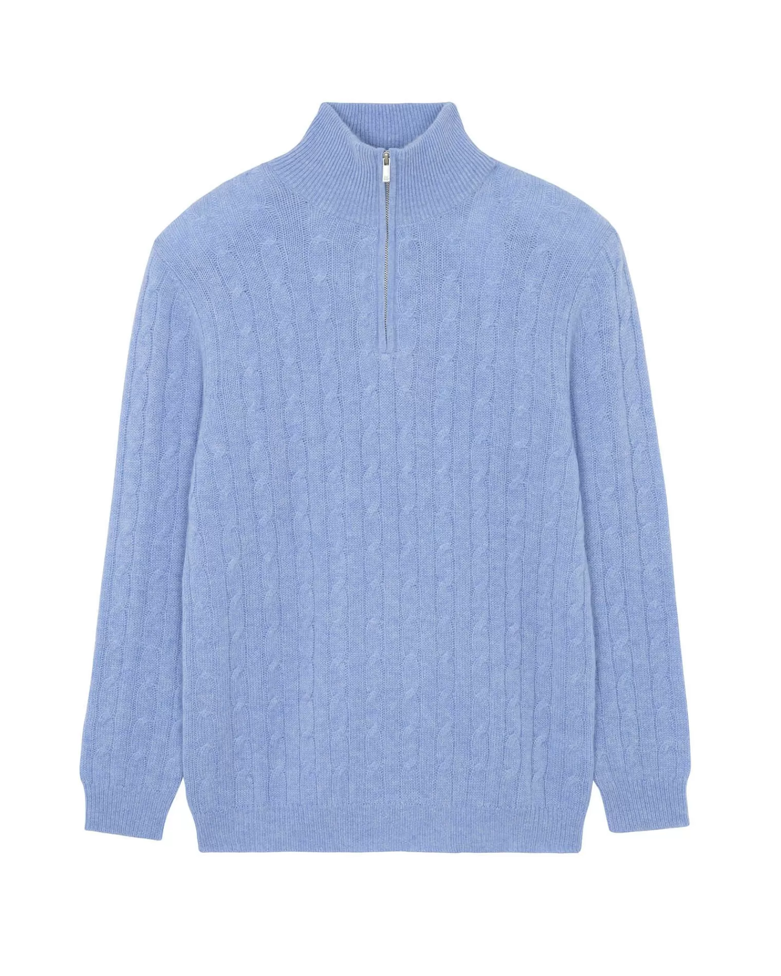 Kujten Sweaters & Sweatshirts>Twisted Cashmere Half Zip Sweater, 4-Threads Bleu Jeans