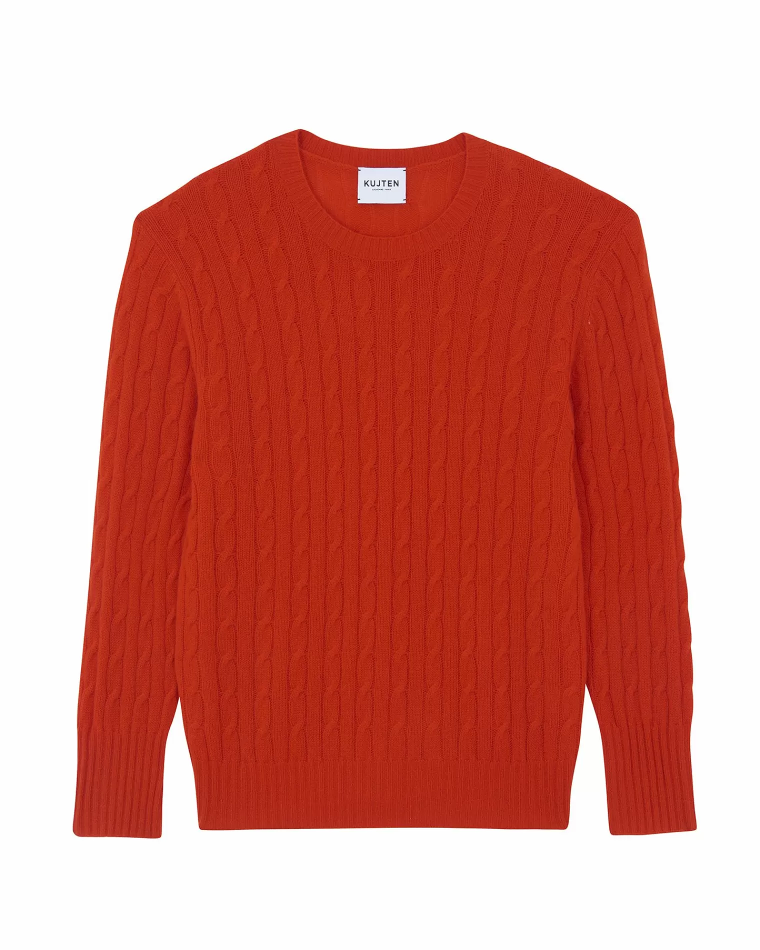 Kujten Sweaters & Sweatshirts>Twisted Round Neck Cashmere Sweater Orange Rosso