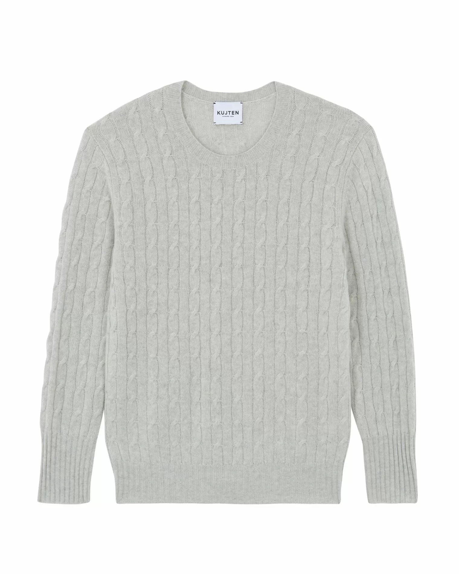 Kujten Sweaters & Sweatshirts>Twisted Round Neck Cashmere Sweater Gris Bouleau