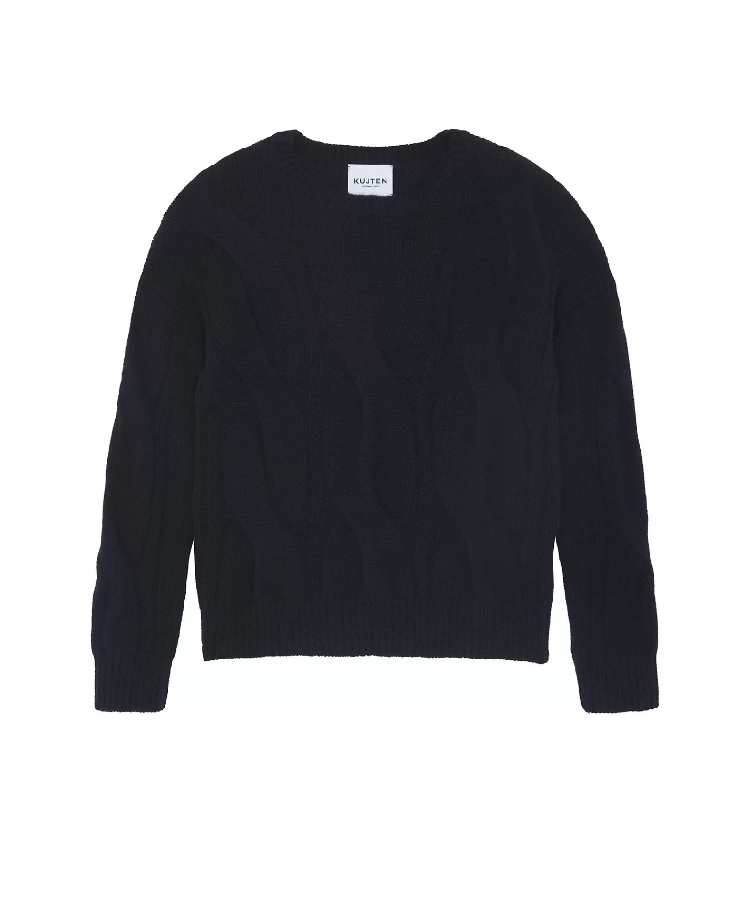 Kujten Sweaters & Sweatshirts>Twisted Round Neck Cashmere Sweater, 8-Threads Bleu Marine Fonce