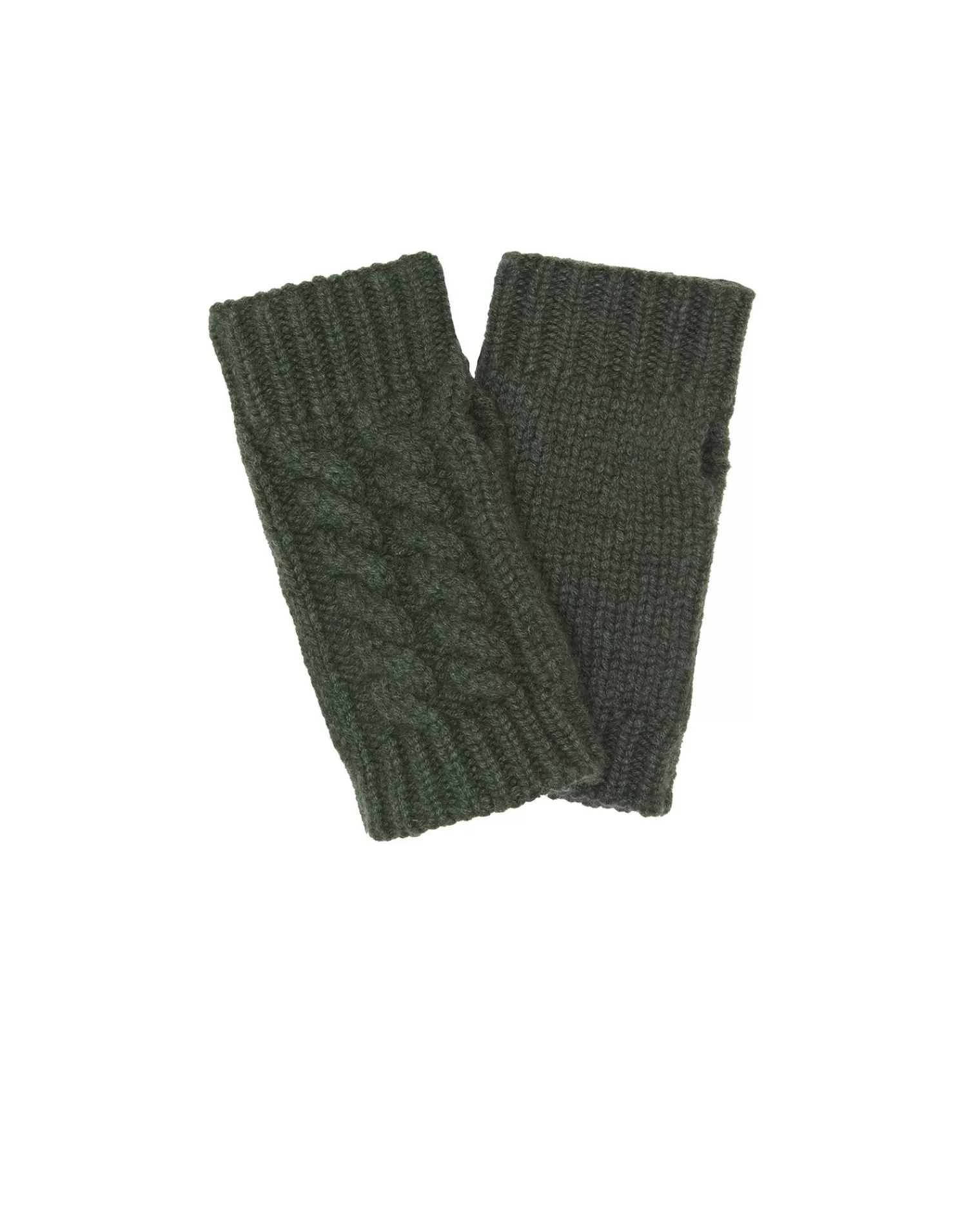 Kujten Gloves & Mittens>Twisted Short Cashmere Mittens Kaki Fonce