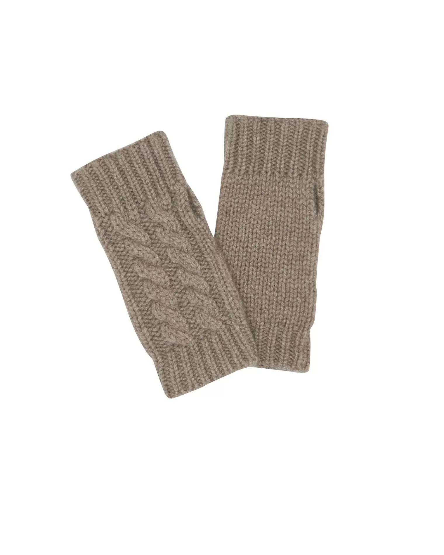 Kujten Gloves & Mittens>Twisted Short Cashmere Mittens, 12-Threads Beige Taupe