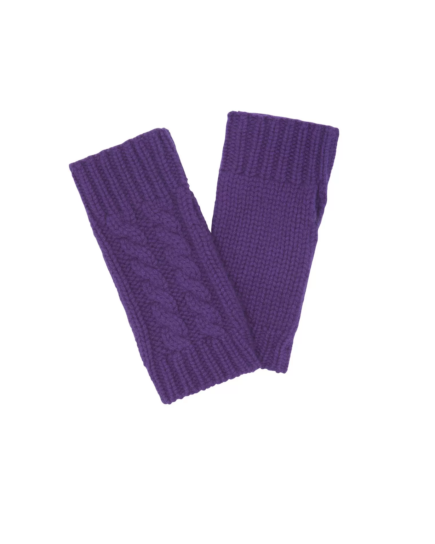 Kujten Gloves & Mittens>Twisted Short Cashmere Mittens, 12-Threads Deep Purple