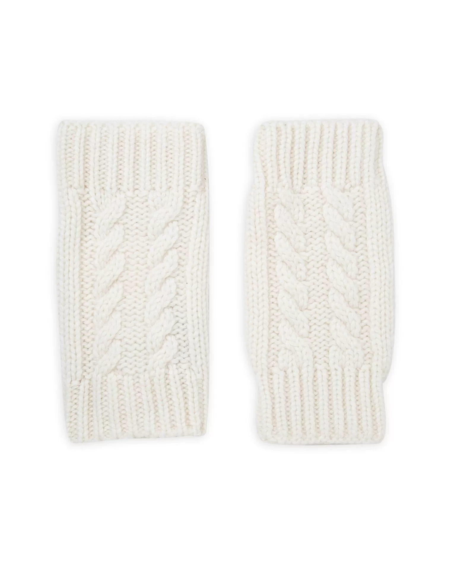 Kujten Gloves & Mittens>Twisted Short Cashmere Mittens, 12-Threads Blanc