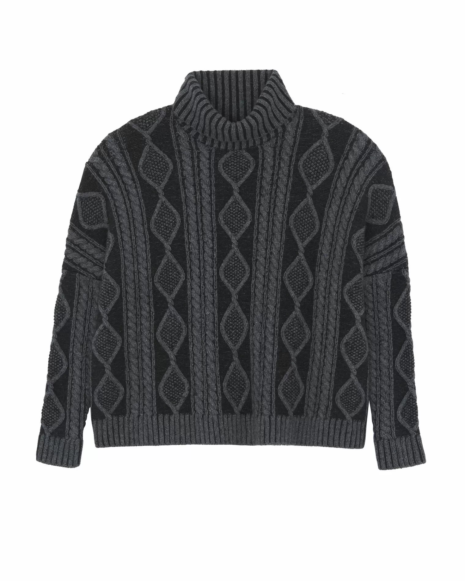 Kujten Sweaters & Sweatshirts>Twisted Turtleneck Cashmere Sweater, 4-Threads Noir