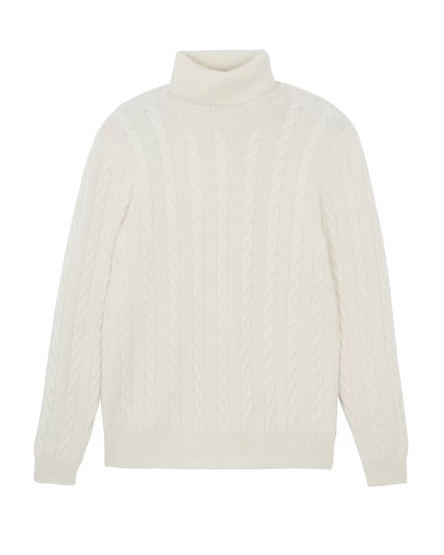 Kujten Sweaters & Sweatshirts>Twisted Turtleneck Cashmere Sweater, 8-Threads Blanc