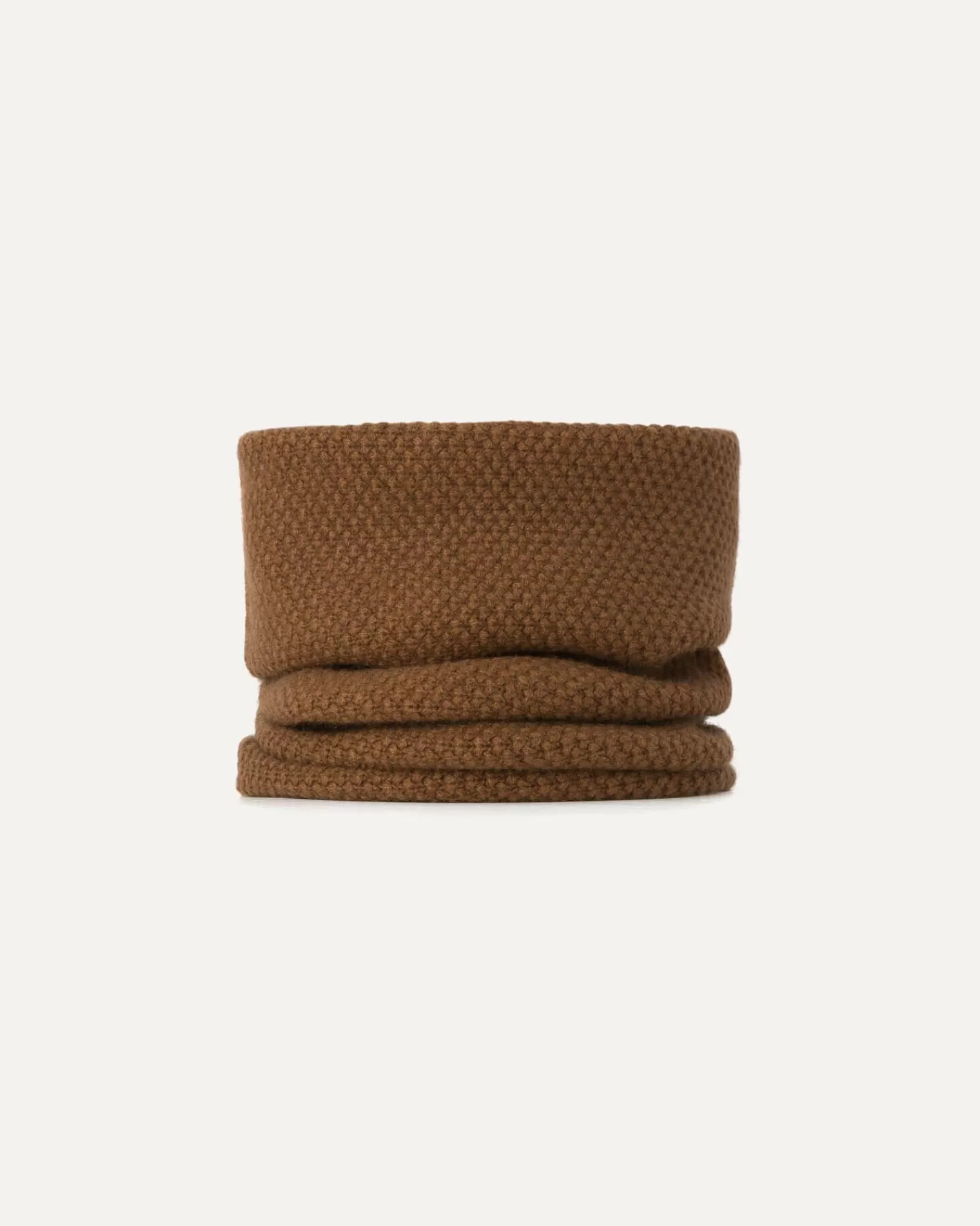 Kujten Scarves & Snoods>Unisex Moss Stitched Cashmere Snood Marron Epice