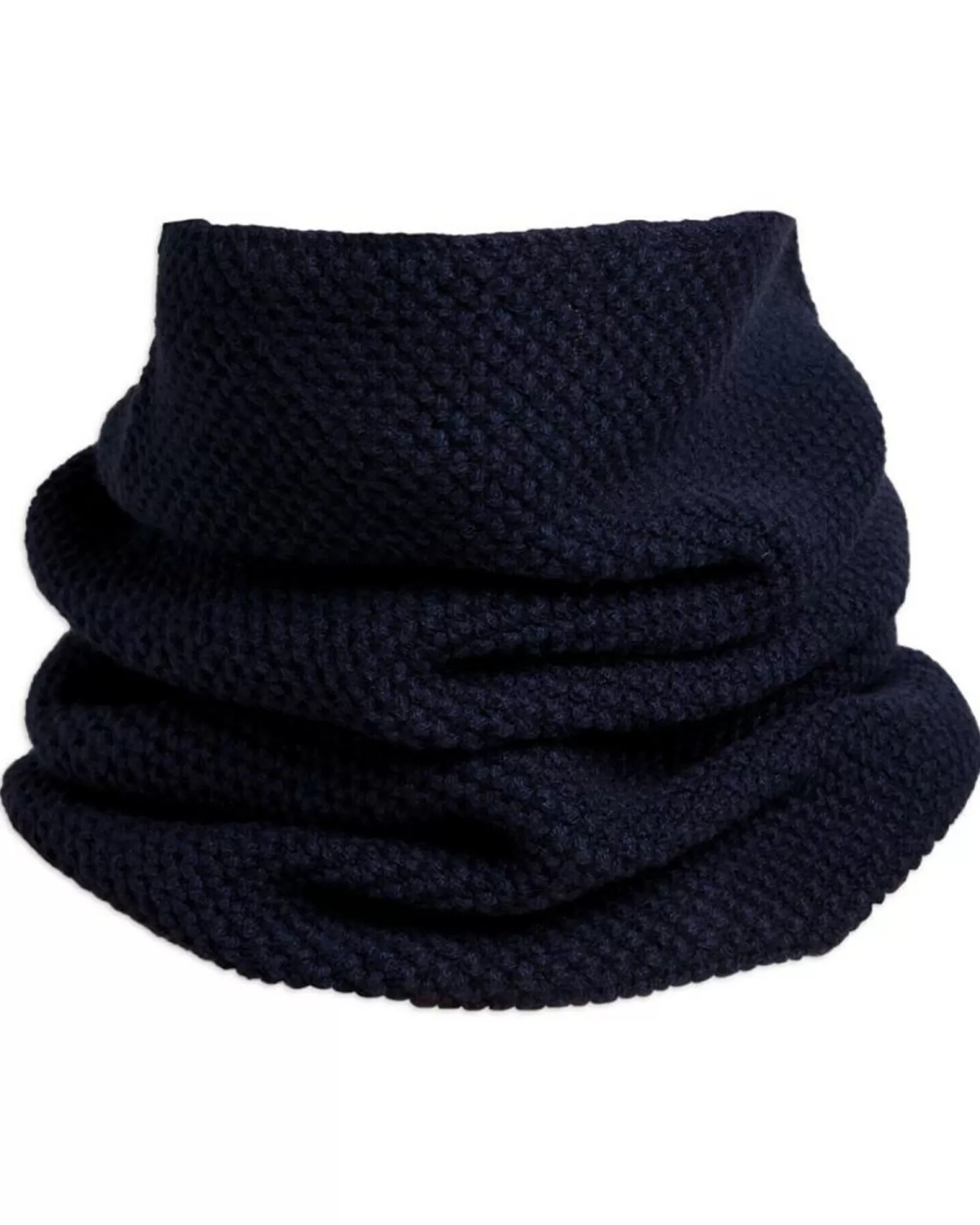 Kujten Scarves & Snoods>Unisex Moss Stitched Cashmere Snood Bleu Marine