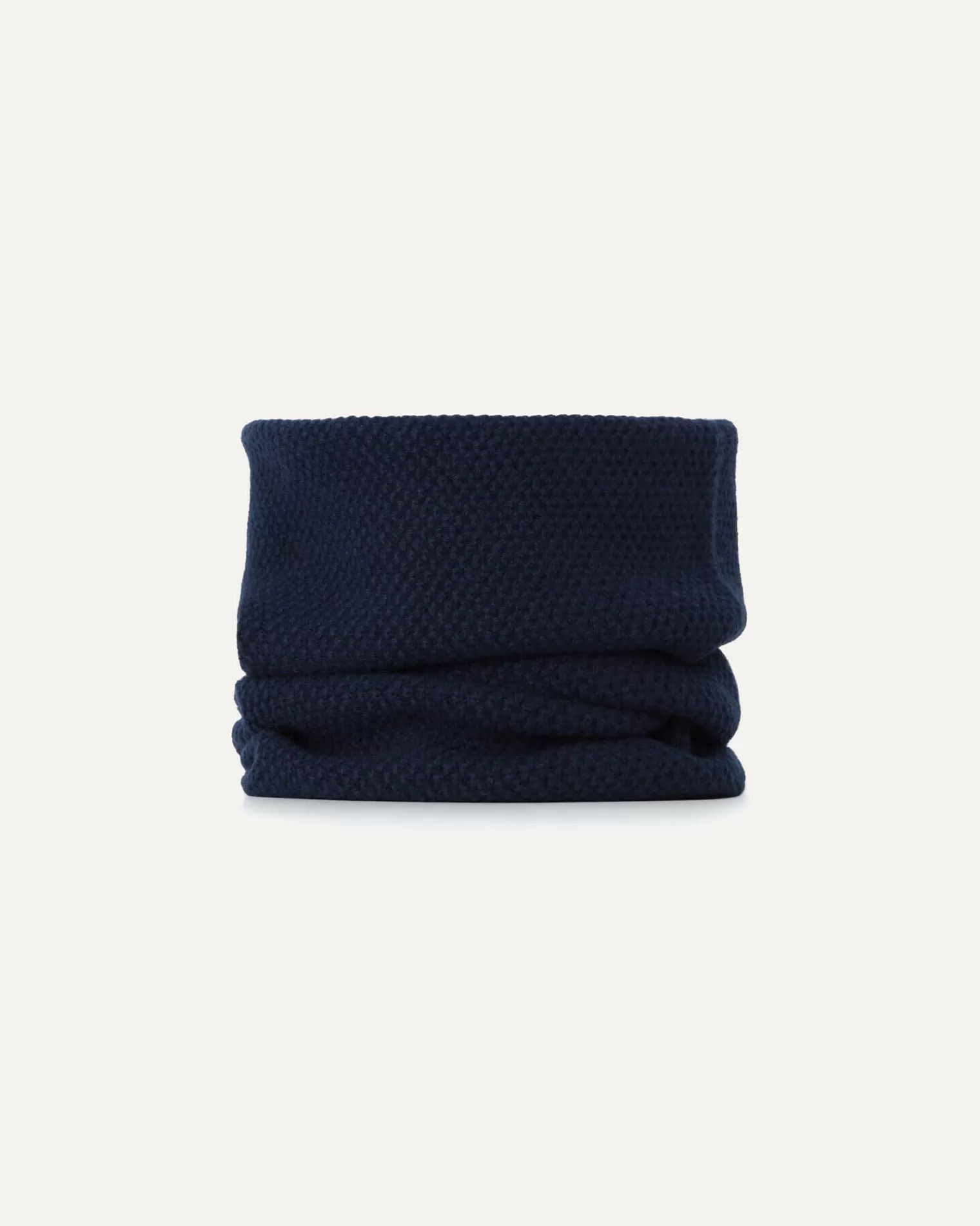 Kujten Scarves & Snoods>Unisex Moss Stitched Cashmere Snood Bleu Marine Fonce