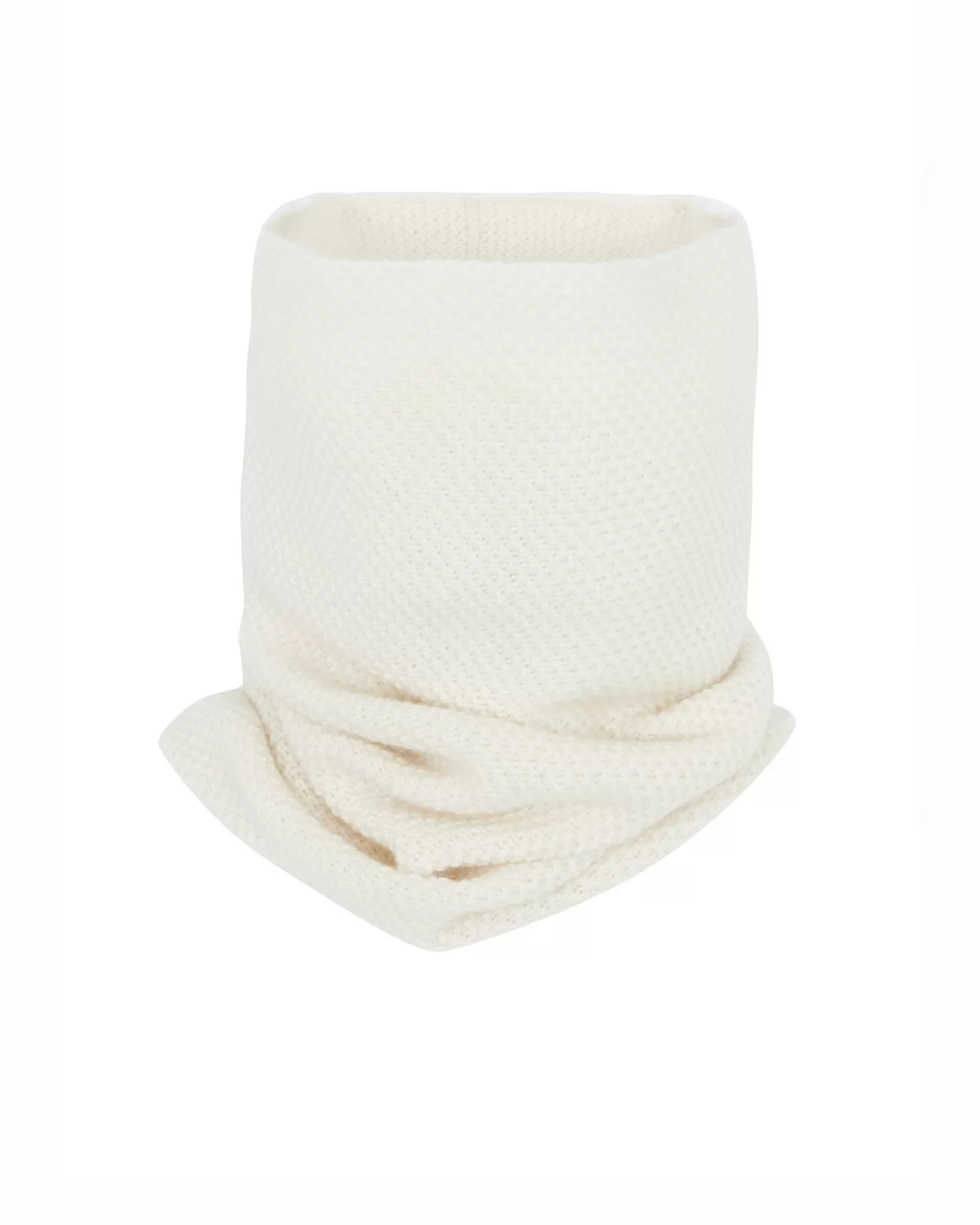 Kujten Scarves & Snoods>Unisex Moss Stitched Cashmere Snood, 6-Threads Blanc