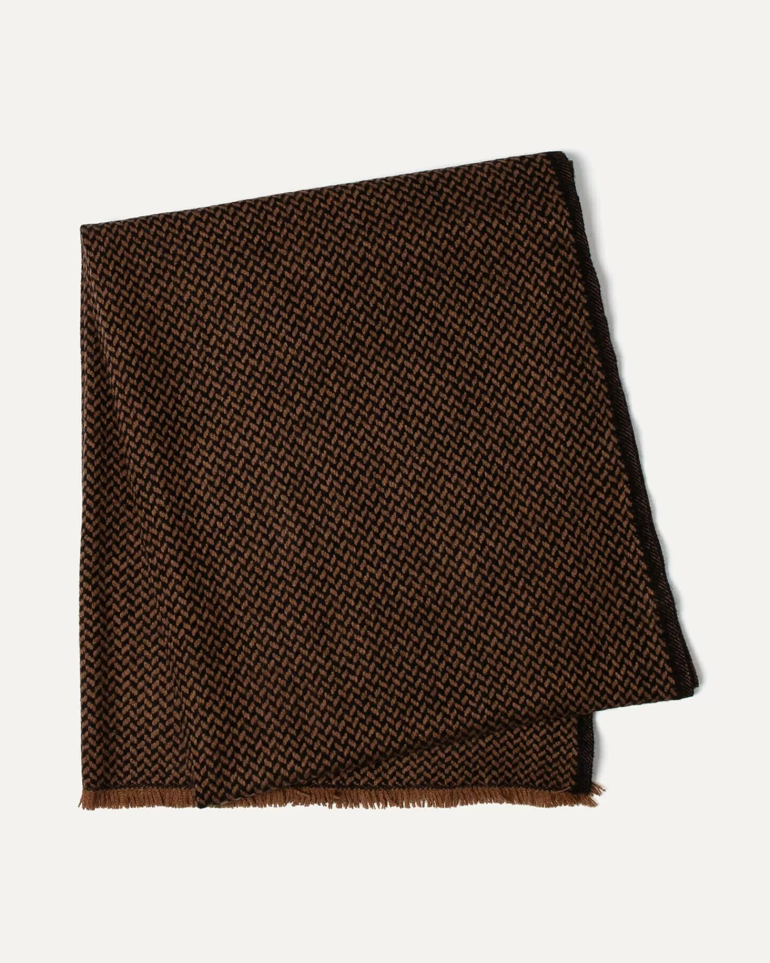 Kujten Scarves & Snoods>Unisex Woven Cashmere Scarf Marron Epice