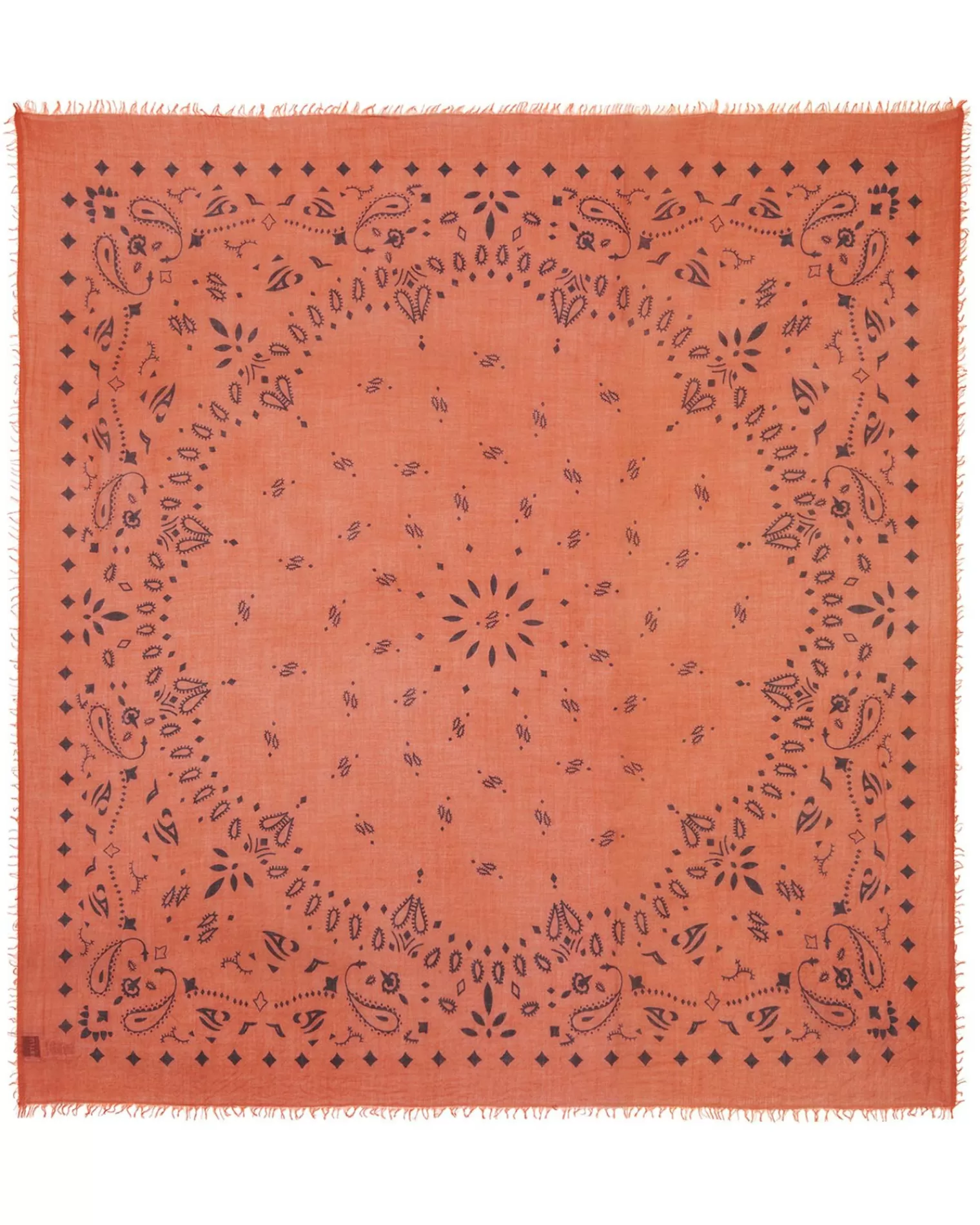 Kujten Scarves & Snoods>Very Large Light Weight Cashmere Bandana, 2-Threads Orange Rosso