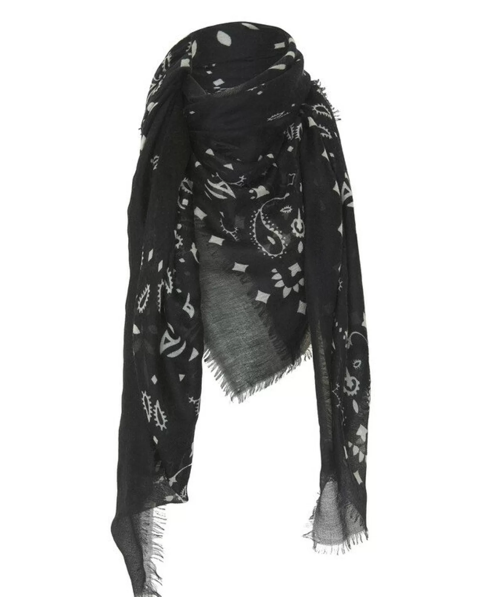 Kujten Scarves & Snoods>Very Large Light Weight Cashmere Bandana, 2-Threads Noir