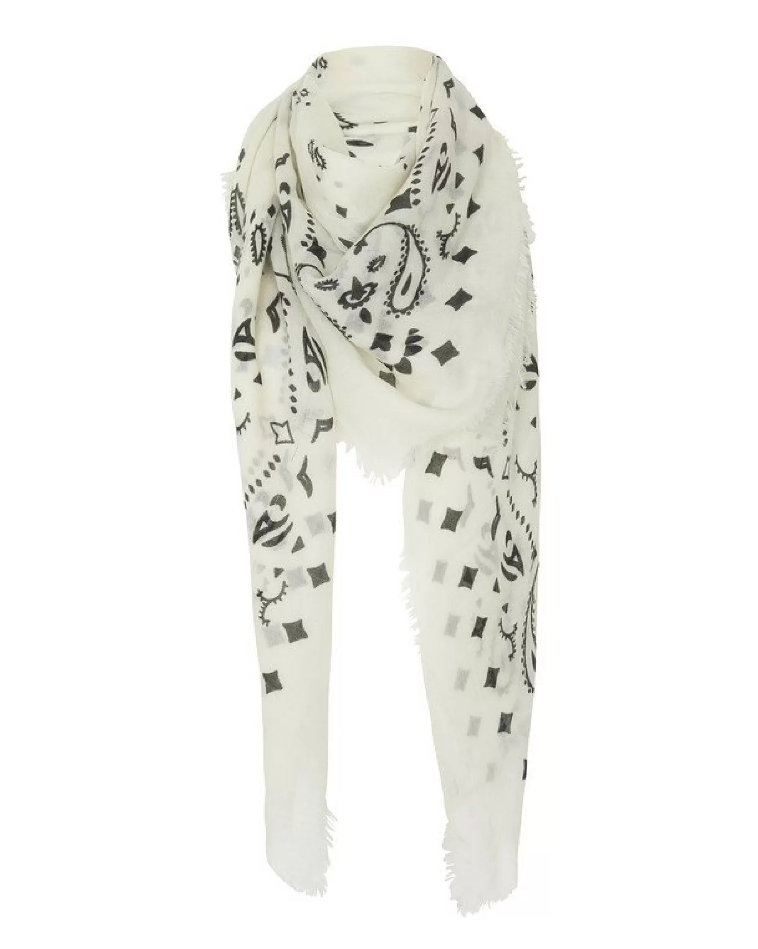 Kujten Scarves & Snoods>Very Large Light Weight Cashmere Bandana, 2-Threads Blanc