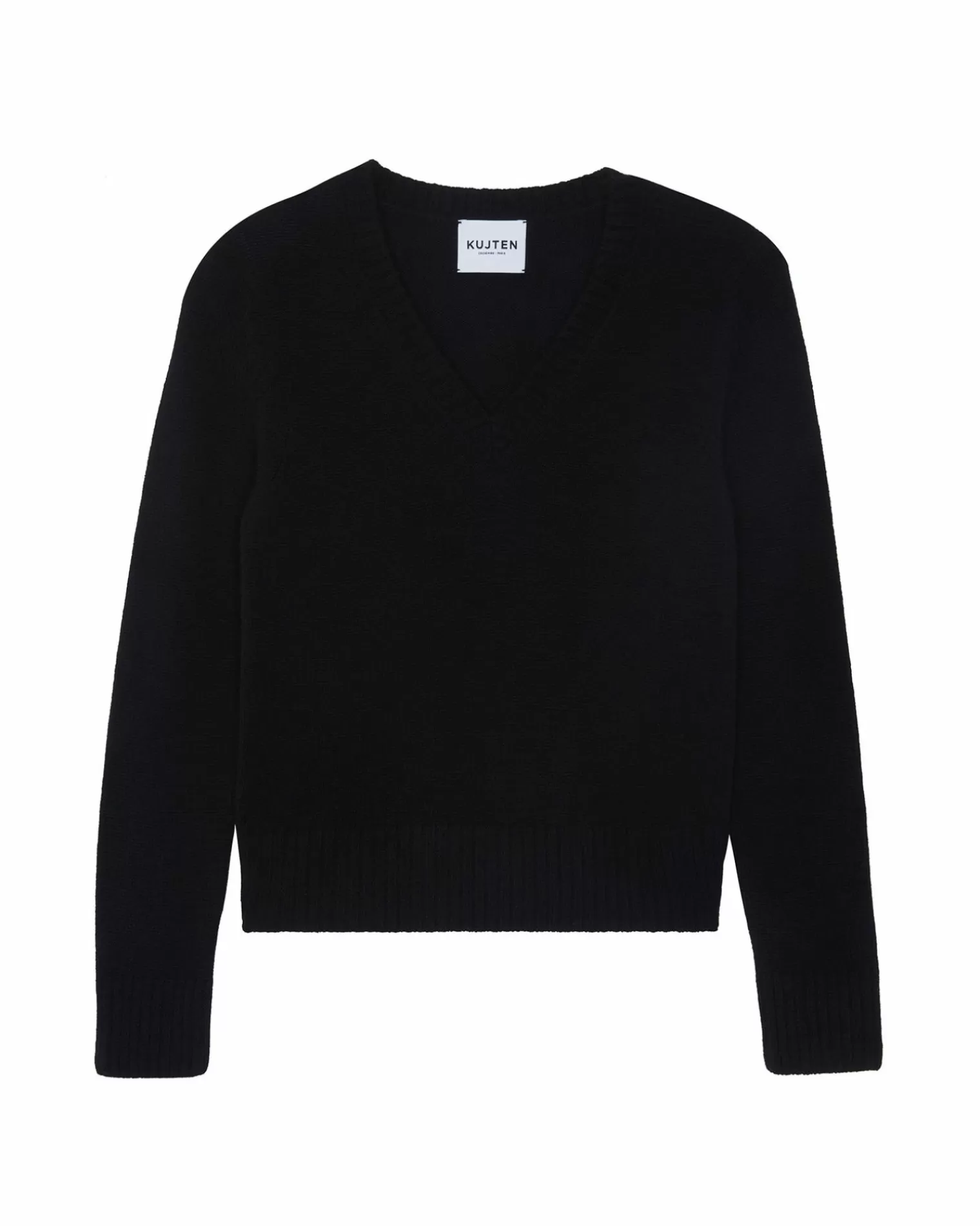 Kujten Sweaters & Sweatshirts>V-Neck Cashmere Sweater, 4-Threads Noir