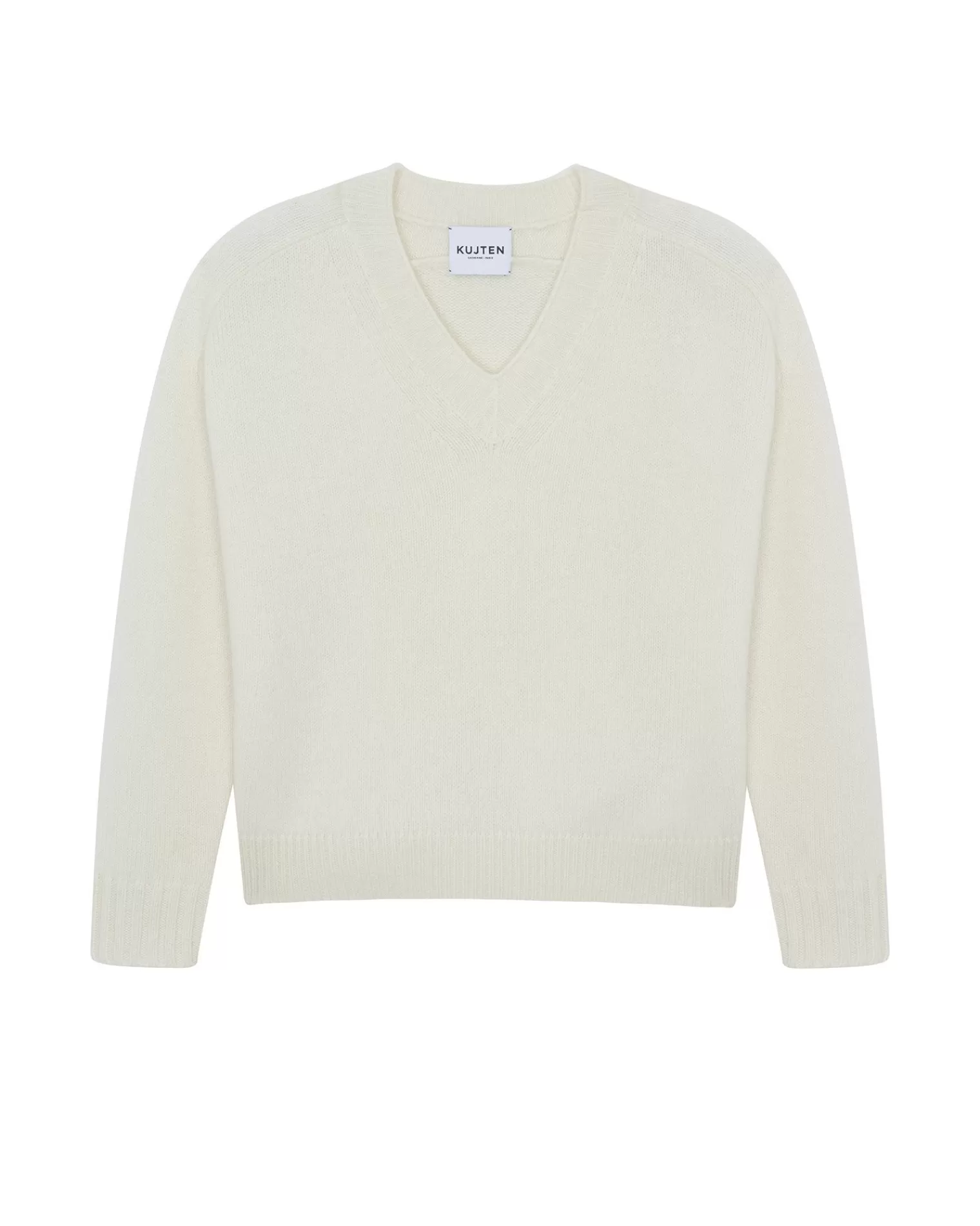 Kujten Sweaters & Sweatshirts>V-Neck Cashmere Sweater, 6-Threads Blanc