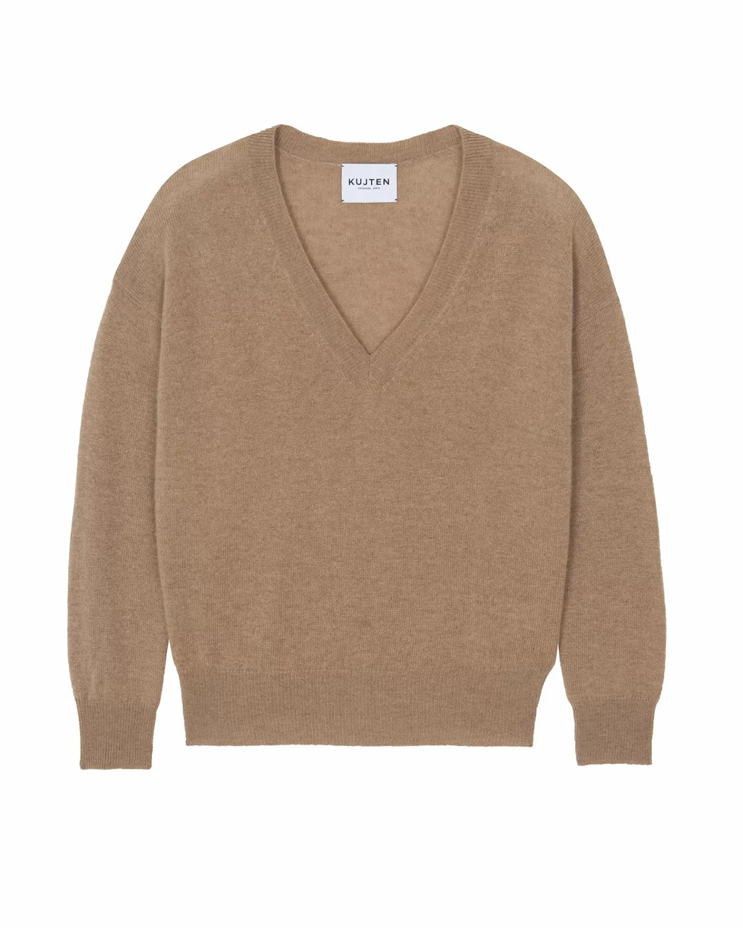 Kujten Sweaters & Sweatshirts>V-Neck Cashmere Sweater Boyfriend Camelo