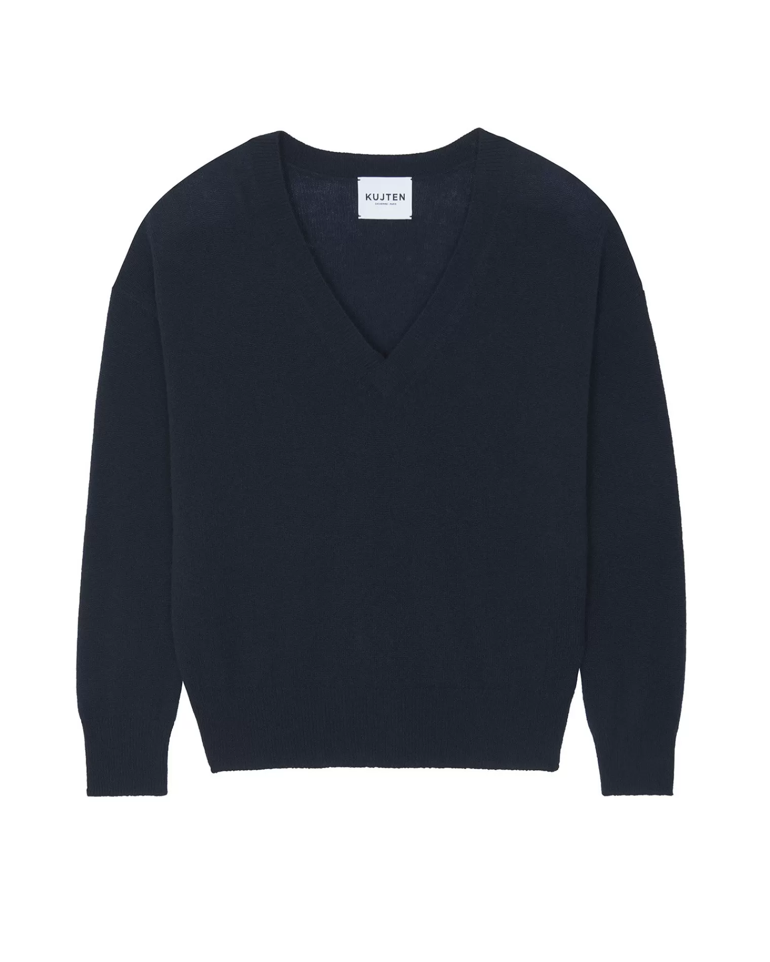 Kujten Sweaters & Sweatshirts>V-Neck Cashmere Sweater Boyfriend Bleu Marine Fonce