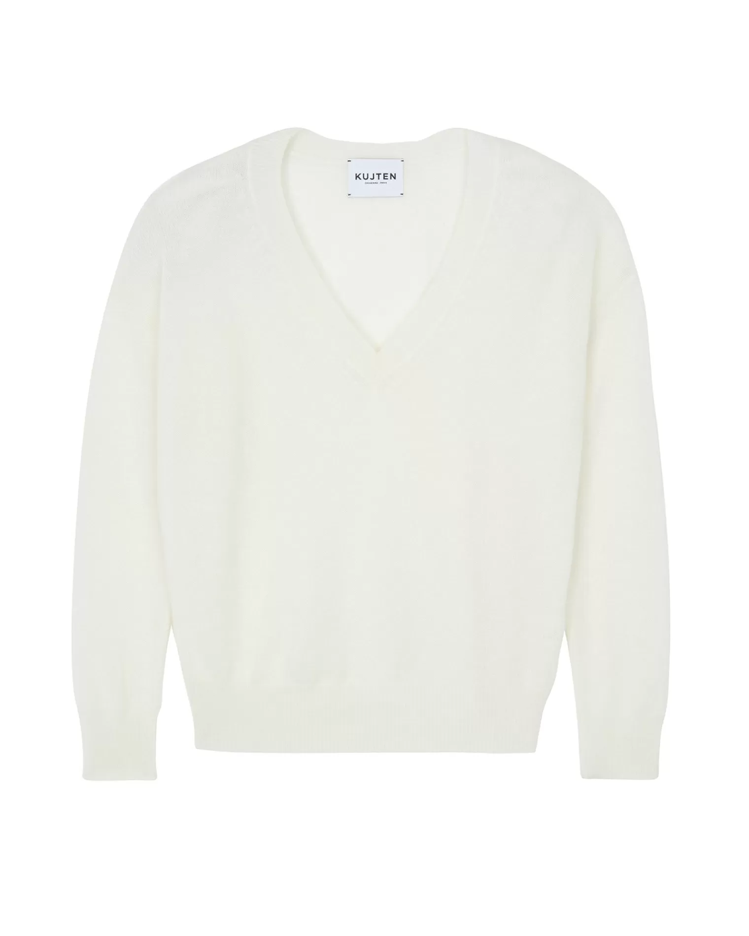 Kujten Sweaters & Sweatshirts>V-Neck Cashmere Sweater Boyfriend Blanc