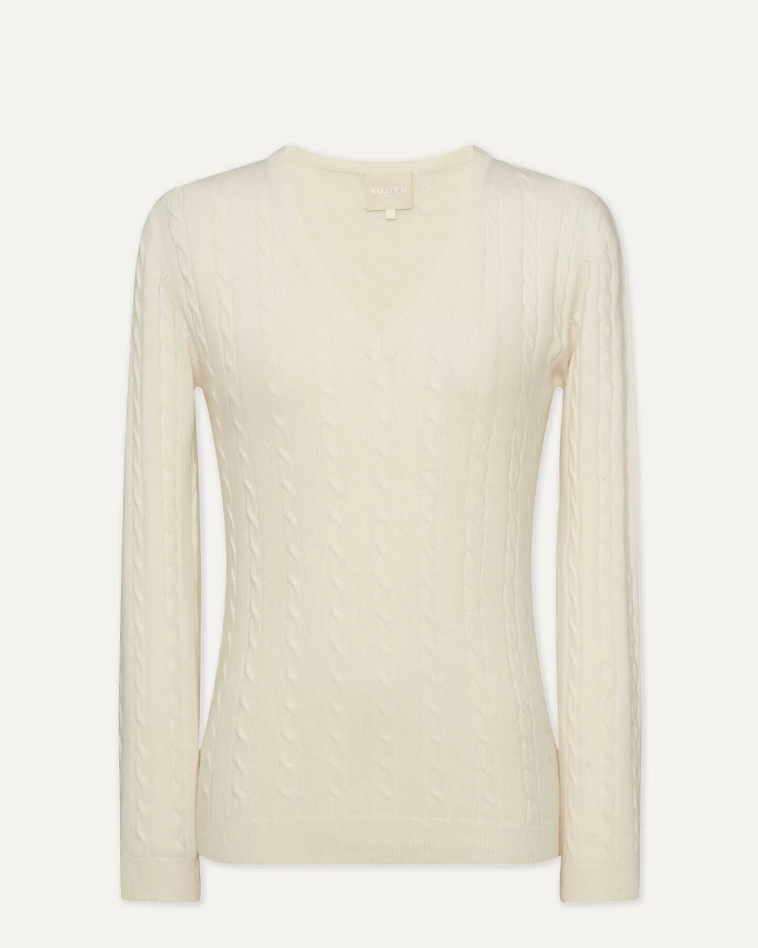 Kujten Sweaters & Sweatshirts>V-Neck Long Sleeves Cashmere Sweater Blanc