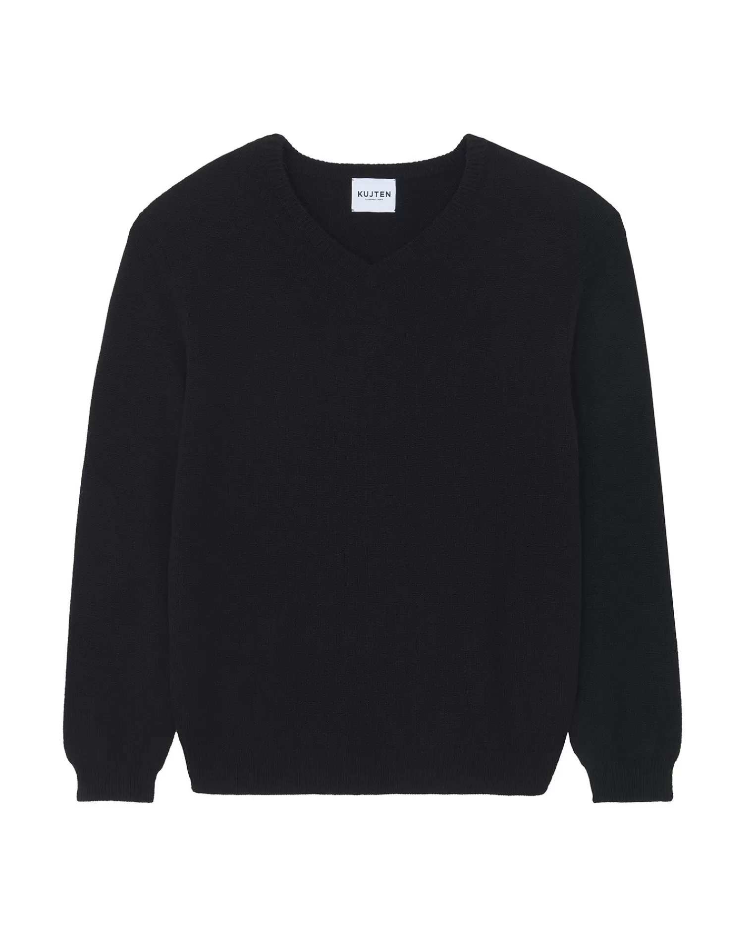 Kujten Sweaters & Sweatshirts>V-Neck Long Sleeves Cashmere Sweater Noir