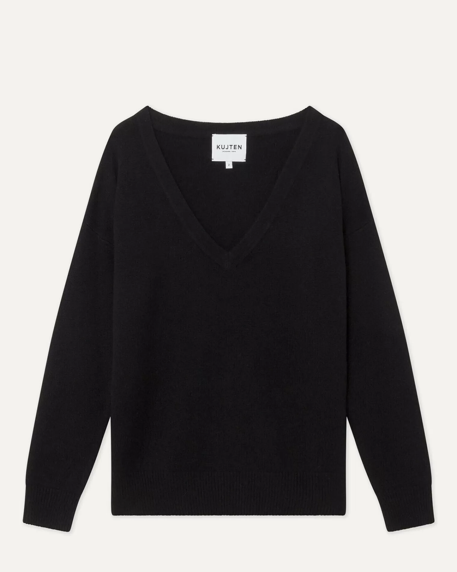 Kujten Sweaters & Sweatshirts>V-Neck Long Sleeves Cashmere Sweater Noir