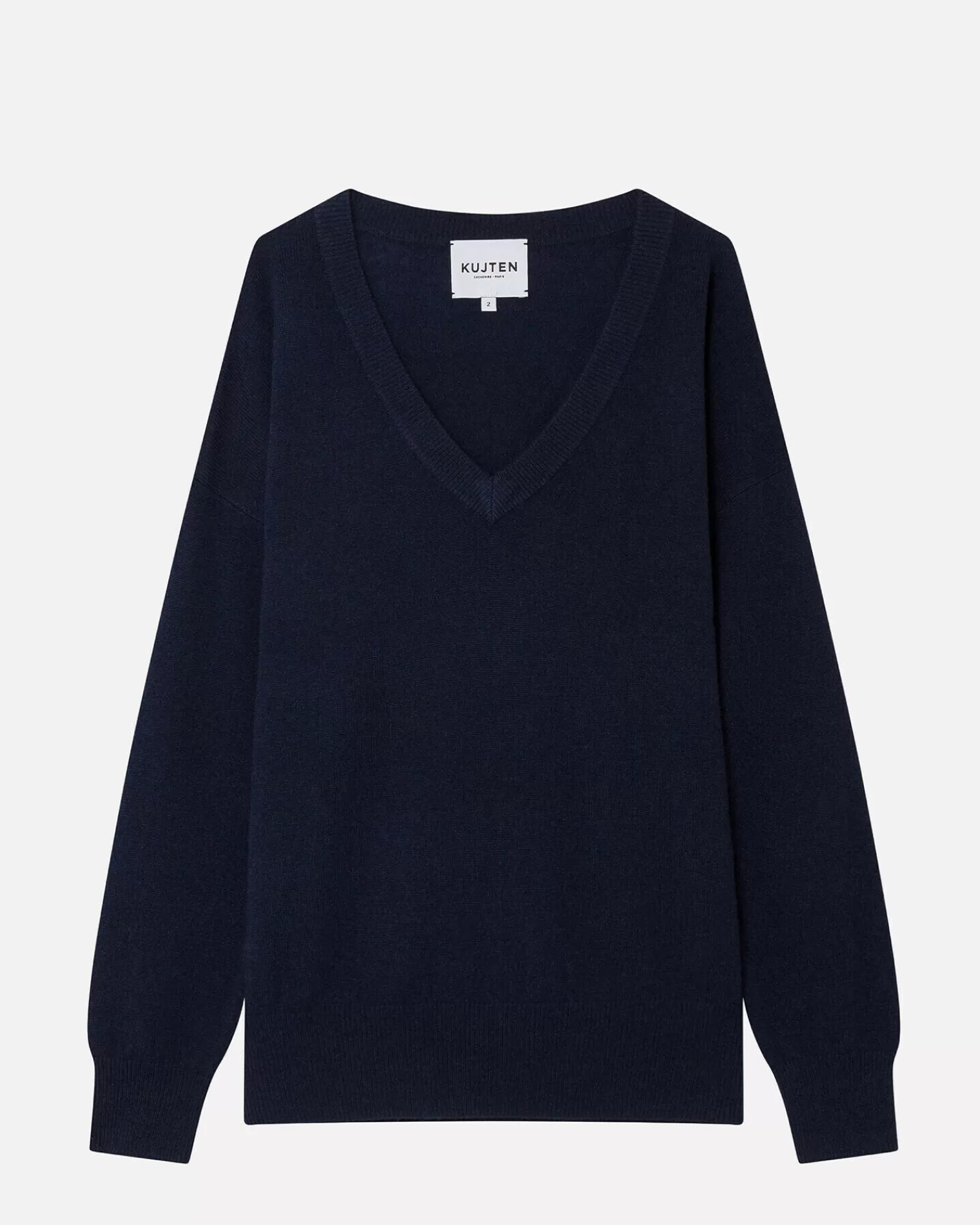 Kujten Sweaters & Sweatshirts>V-Neck Long Sleeves Cashmere Sweater Bleu Marine Fonce